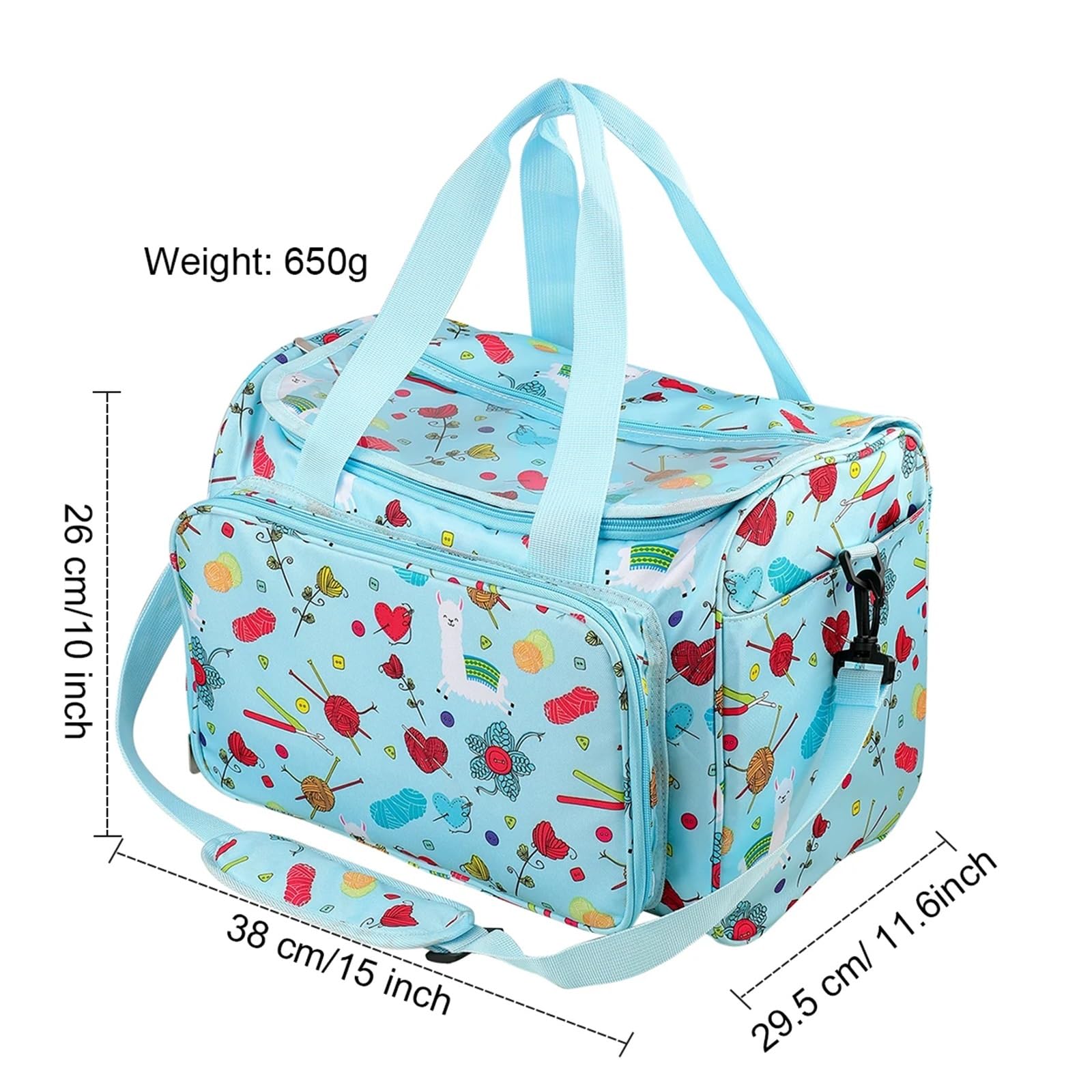 Bolsa Para Guardar Herramientas De Punto Bolsa de tejer, organizador hilo con divisor interior for ganchos ganchillo lana, juego costura agujas, bolsa almacenamiento DIY(Green)