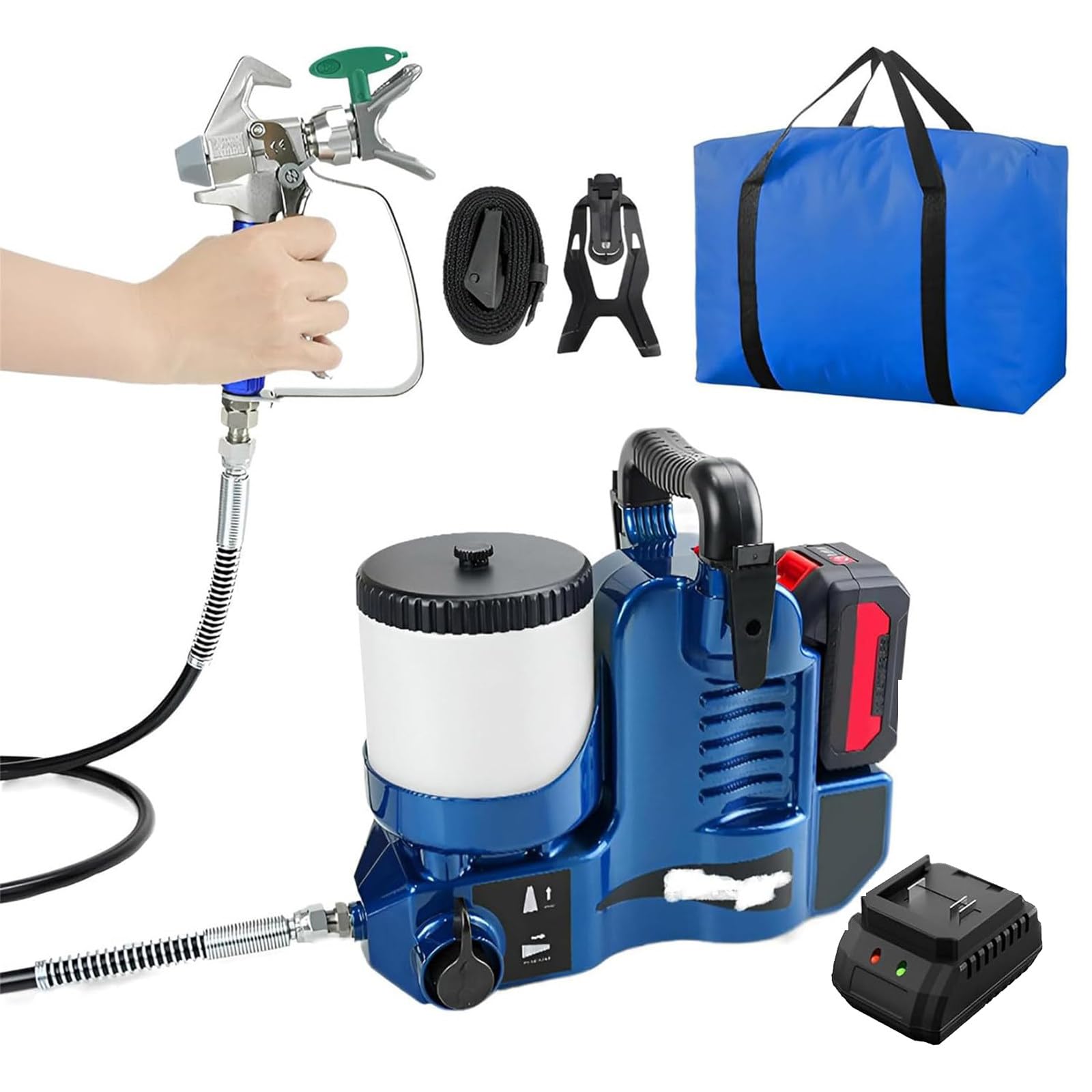 Equipo EléCtrico Airless, InaláMbrico De 550 W, Funciona con Pilas con Ajuste De 6 Velocidades, con BateríA De Litio, para Un Acabado Uniforme En Muebles 1Battery
