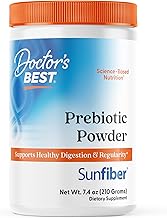 Doctors Best Prebiotic Fiber Powder with Sunfiber, Supports Healthy Digestion & Regularity, Non-GMO, Gluten Free, Soy Free, Vegan, Unflavored, Non-Gritty, Easy Dissolve Net Wt. 7.4 oz 210 Grams