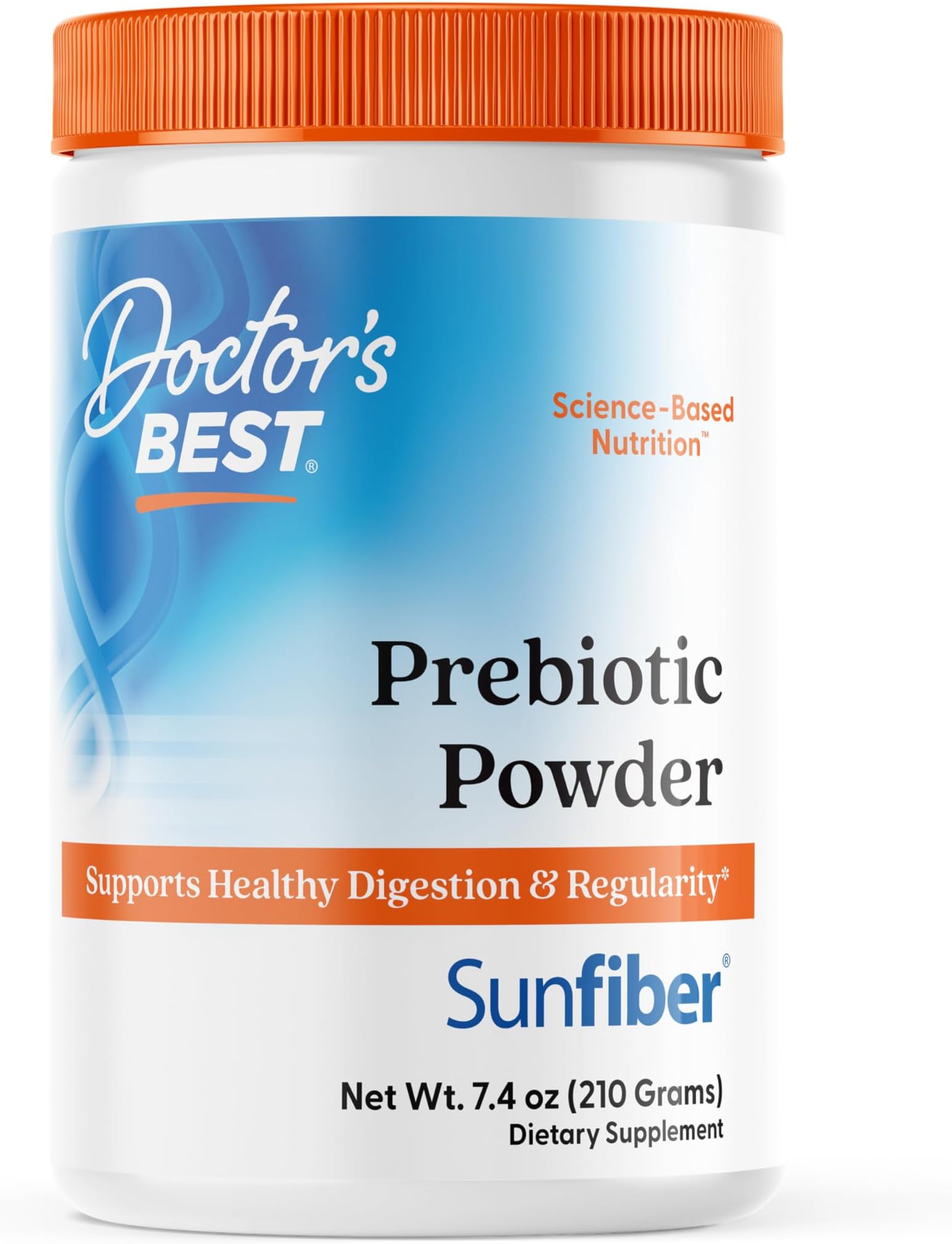 Doctor's BESTPrebiotic Fiber Powder with Sunfiber, Supports Healthy Digestion & Regularity, Non-GMO, Gluten Free, Soy Free, Vegan, Unflavored, Non-Gritty, Easy Dissolve Net Wt. 7.4 oz (210 Grams)
