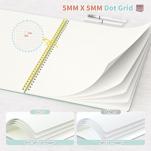Miniatura 3 de Umriox Paquete de 4 cuadernos en espiral punteado, cuaderno de cuadrícula de puntos de 8.5 x 11 pulgadas, cuaderno encuadernado en espiral de 160