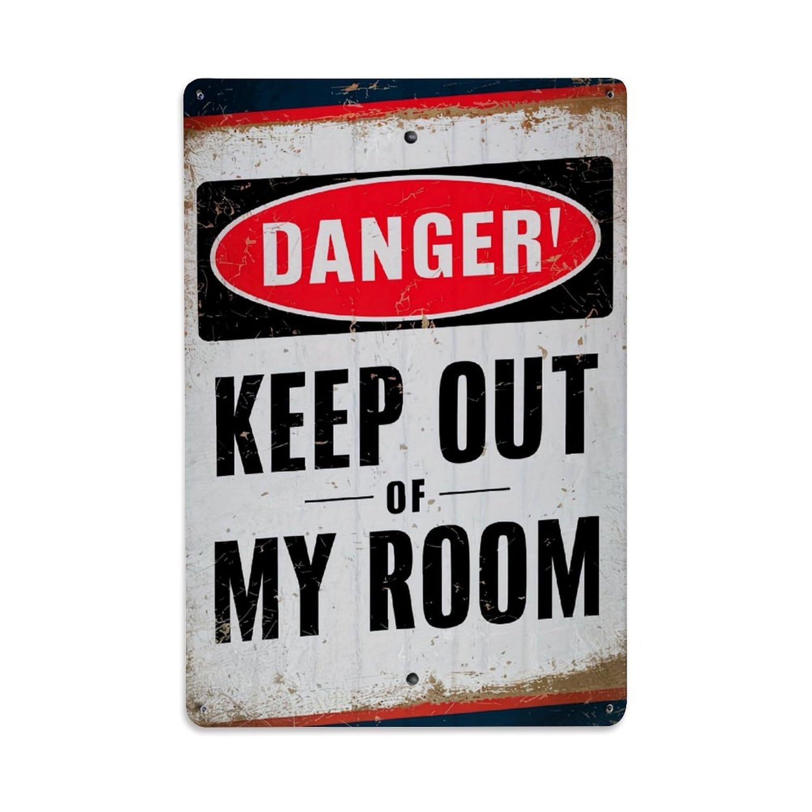 Bliveurn Vintage Danger Keep Out Of My Room Retro Metal Tin Sign, Metal Poster For Home, Gaming Room, Studio Workshop,Bar,Garage Wall Art Decor 8X12 Inch