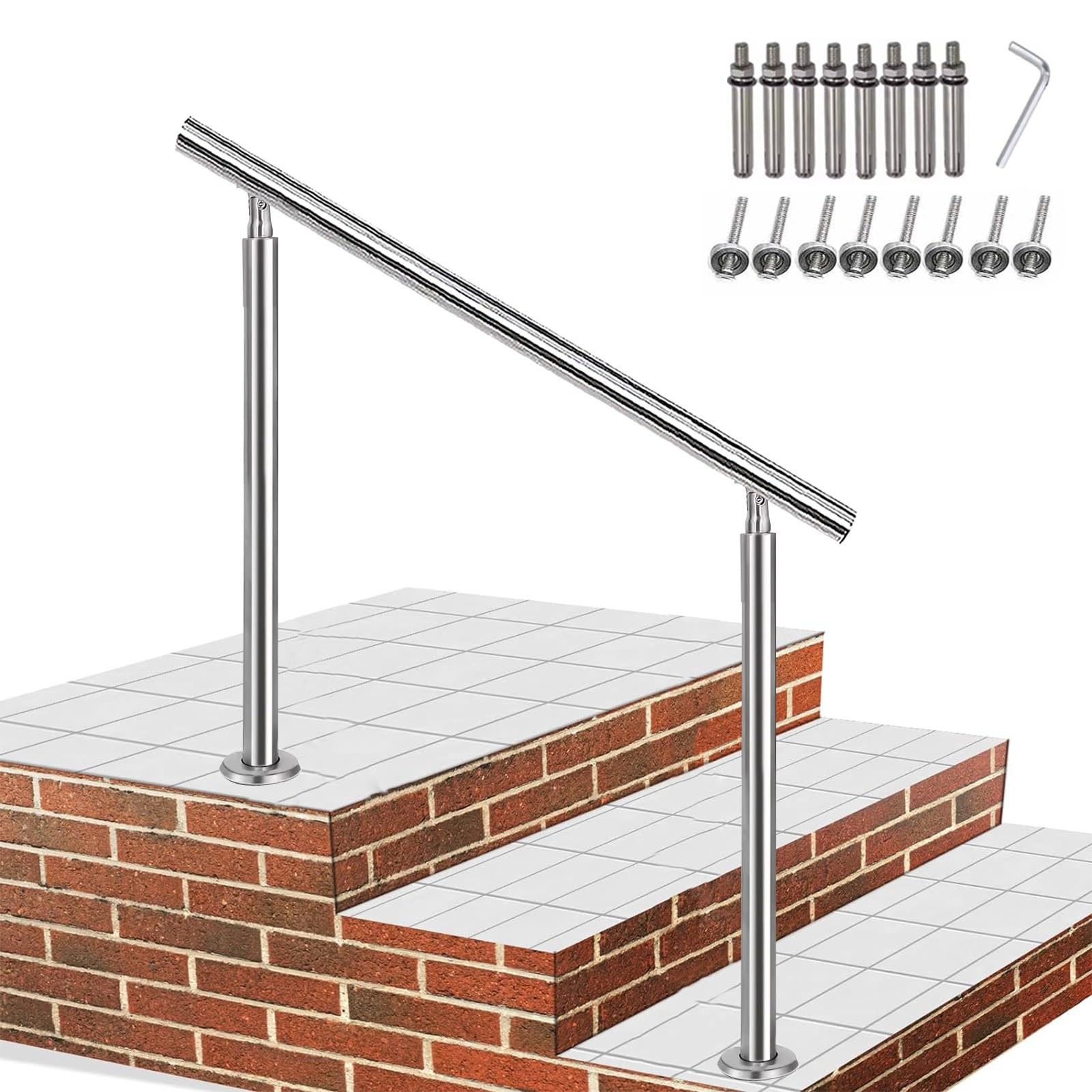 Rampe d'escalier anti-chute de 130 cm pour sécuriser 1 à 3 marches extérieures