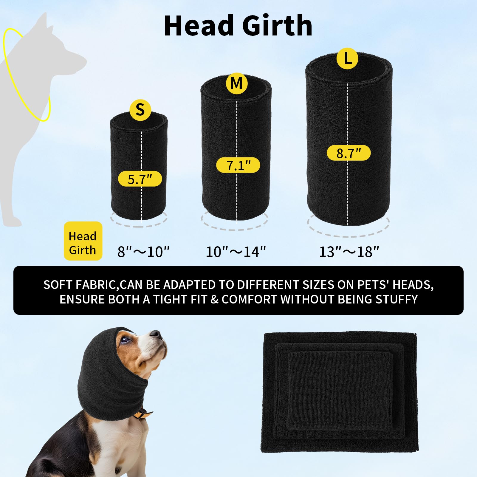 SLSON Dog Ear Protectors Double Layer Thickened Ear Wraps for Dogs Quiet Head Cover Sleeves Dog Hoodie for Anxiety Relief Grooming and Force Drying - Image 3