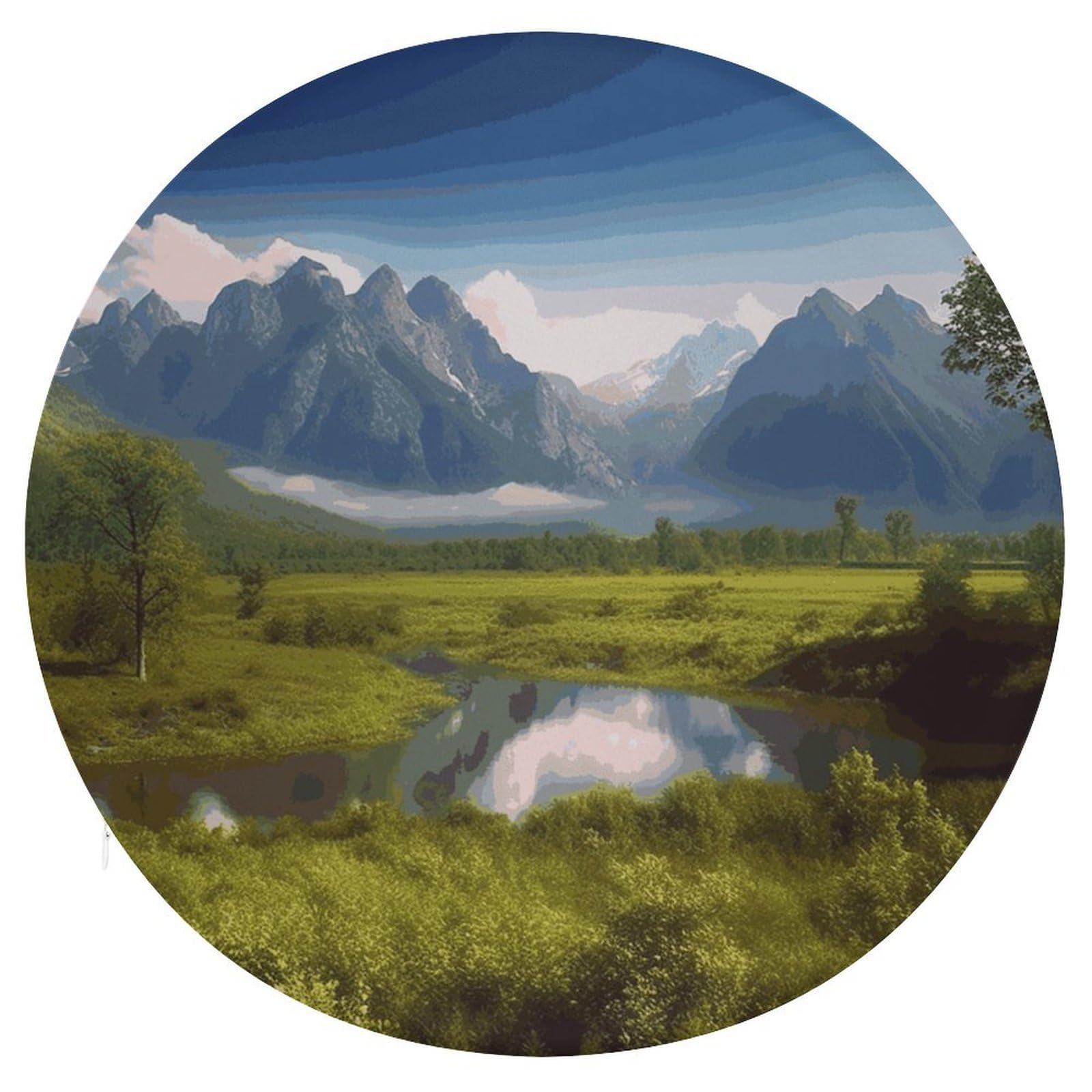 Wsoihfec Style Beautiful Scenery Seat Cushion Round Chair Pad