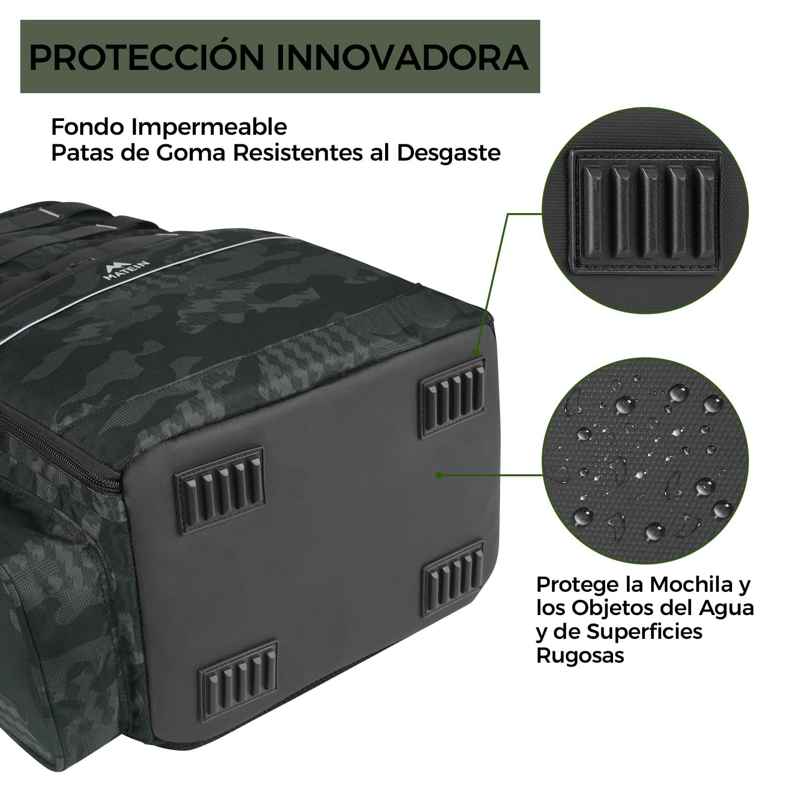 MATEIN Mochila de Pesca Impermeable con Compartimento Térmico, Mochila Pesca Doble Compartimento con Portacañas y Múltiples Bolsillos para Senderismo y Camping, Regalo para Pescadores, Camuflaje