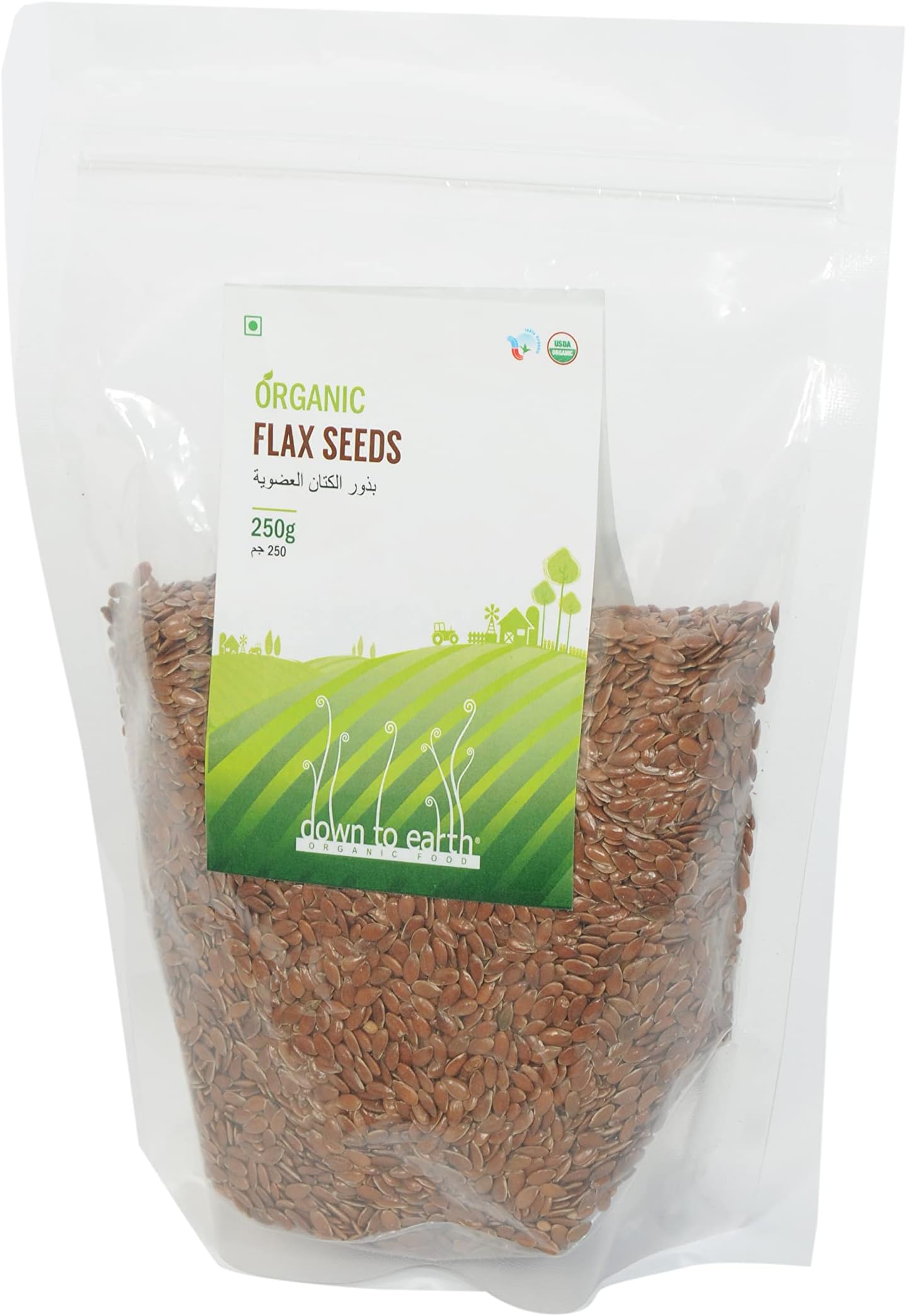 Organic Flax Seeds By Down To Earth, 100% Wholegrain With Omega 3, Flax Seeds For Hairs - 250 gms