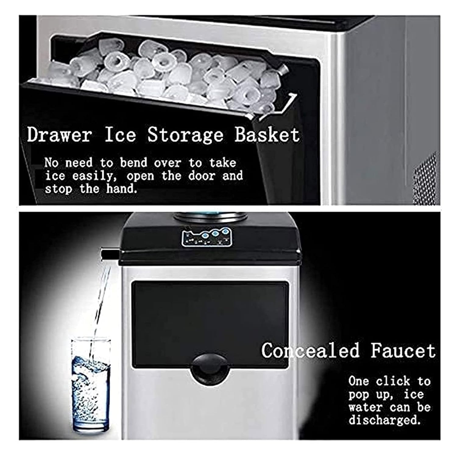Ice Makers Countertop Self-Cleaning Function Portable Electric Ice Cube Maker Machine 12 Ice Cubes Ready in 10 Mins 25 kg 24 Hours for Home Kitchen Office Bar (Silver)