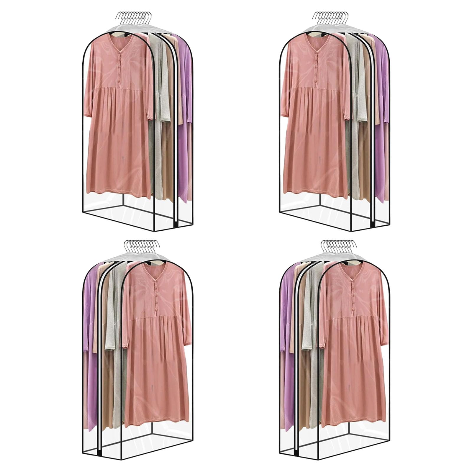 Tsophreniq Transparency Waterproof Garment Bag for Coat Suits Full Enclosure PEVA Dustproof Storage Cover Travel Closet Organiser Transparency Clothing Storage Cover