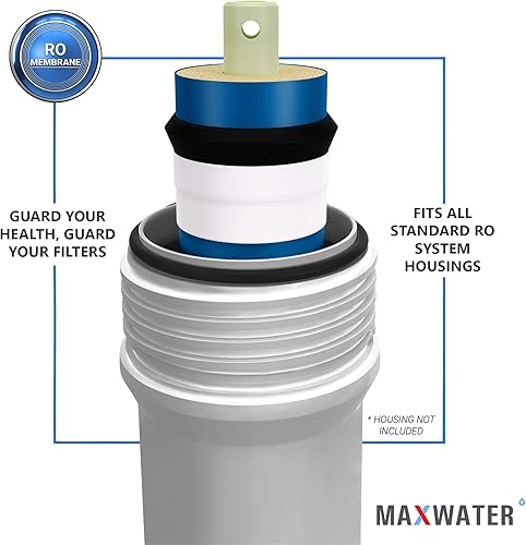Miniatura 3 de Max Water Membrana de ósmosis inversa 50GPD  Reemplazo de membrana RO que se adapta al sistema purificador de agua potable de ósmosis inversa debajo