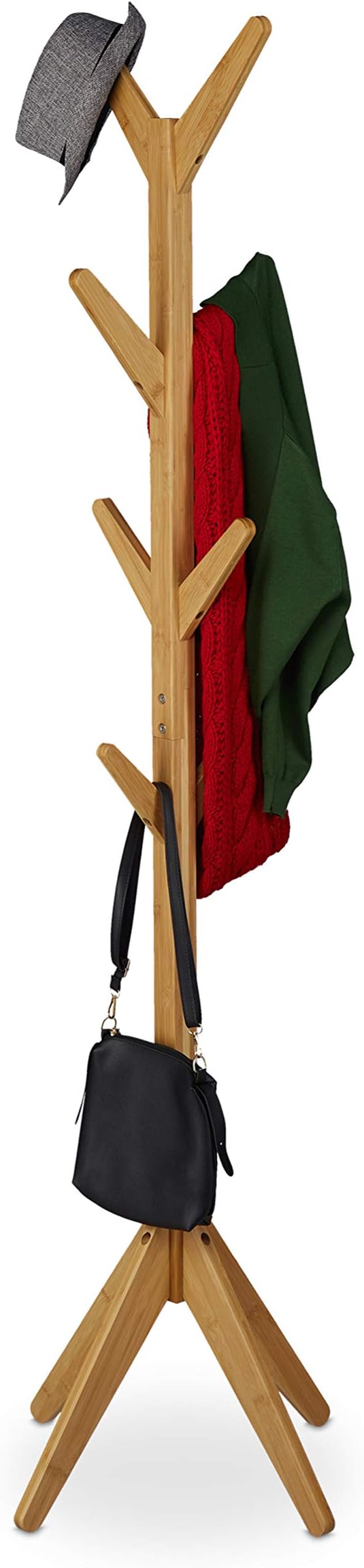 Relaxdays Garderobenständer Mit 8 Haken, 3 Ablagen & Korb – 181 Cm Hoch, Metall & MDF, Schwarz-grau