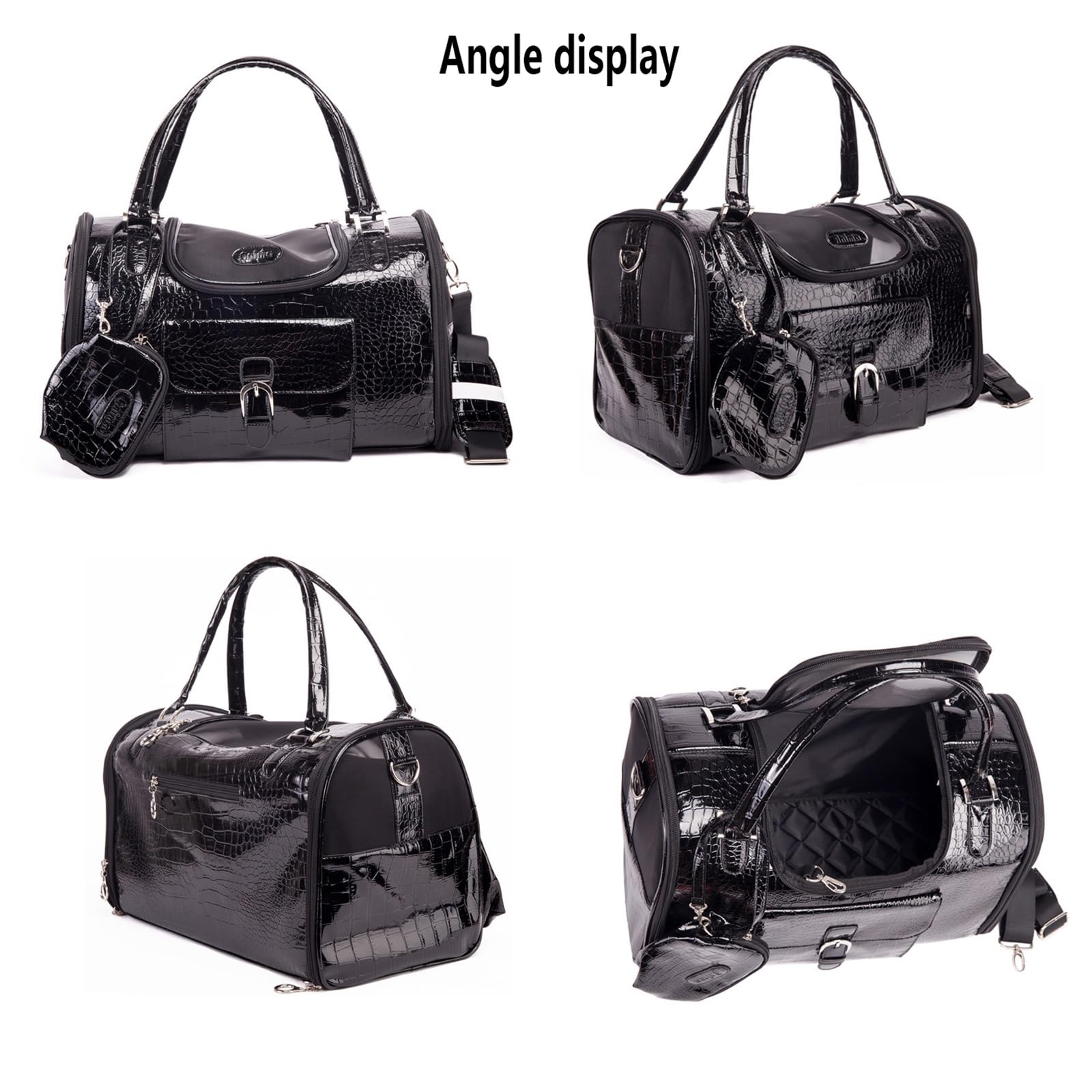 Transportín para Gatos Blando Plegable Antifugas Ventilado Correa Ajustable para Coche/Veterinario/Viaje para Gatos/Perros de hasta 22 Libras(Black,Large)