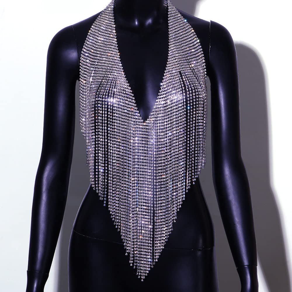 Diamant-Brustkette, BH, Glitzernde Strass-Körperkette, Kristall-Bikini-Brustschmuck, Dessous, Frau, Nachtclub-Kleidung