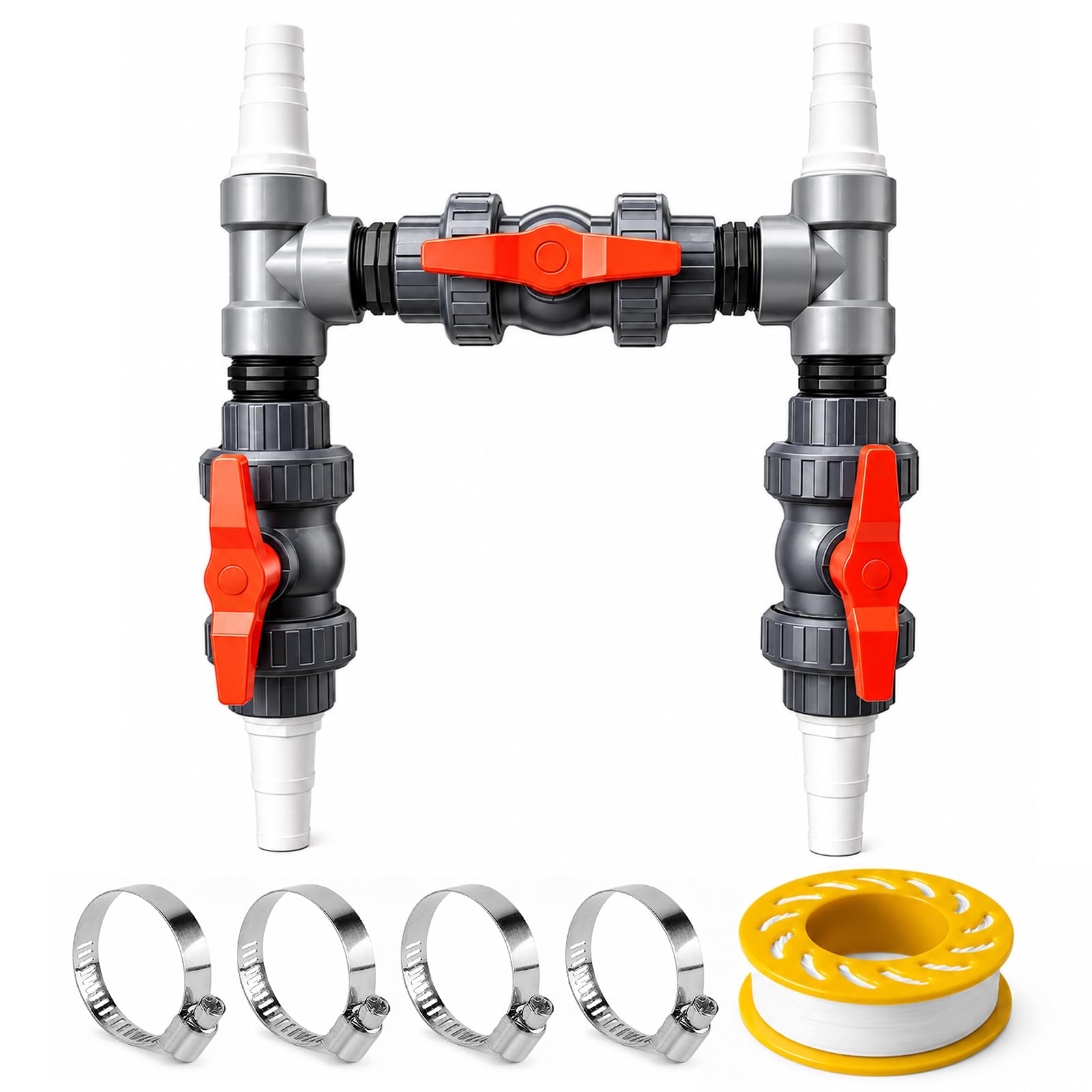 Bypass Pool Set Ø 50 mm – Pool Bypass Set für Poolwärmerpumpe & Pool Heizung, Wärmepumpen Anschluss-Set zur präzisen Steuerung der Wasserzufuhr und optimalen Temperaturregulierung