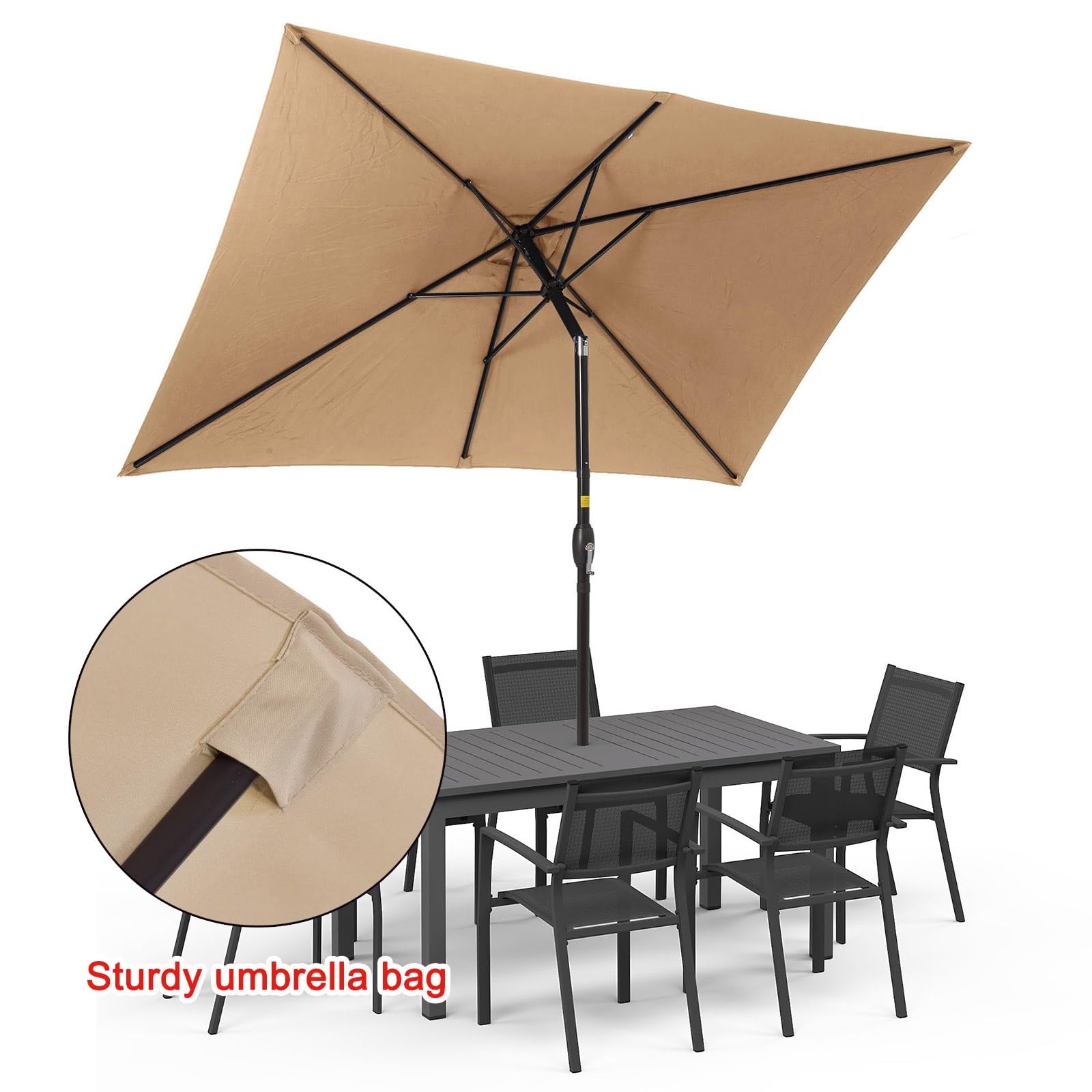 Housse De Remplacement Pour Parasol 2x3m, Parasol Rectangulaire Pour Balcon Housse De Voile De Jardin Pliable Vert Fonce 96357655