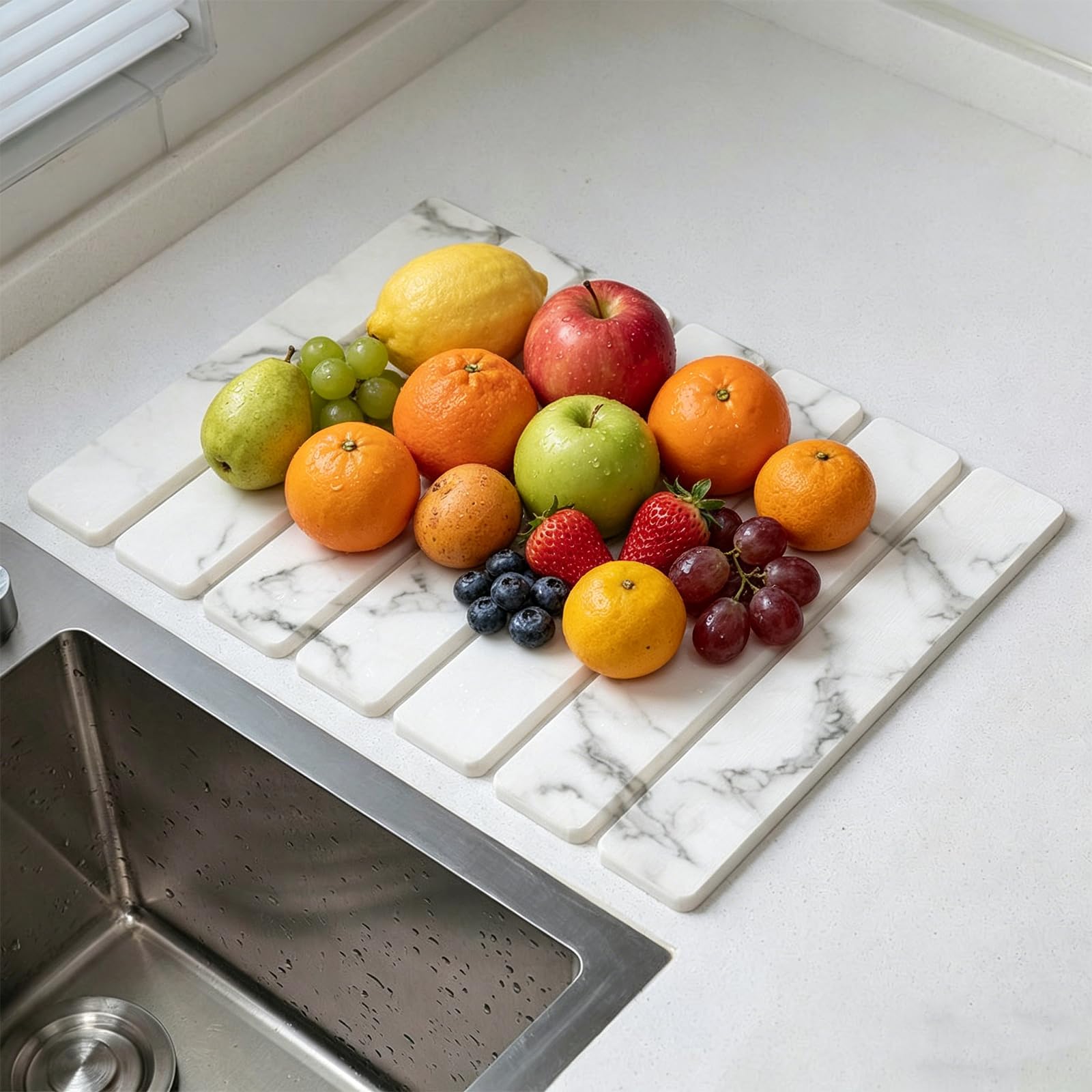 Tapis de séchage pour pierre, tapis de séchage absorbant en diatomite, tapis à séchage rapide pour comptoir de cuisine, tapis de séchage antidérapant pour évier, assiettes, tasses et ustensiles