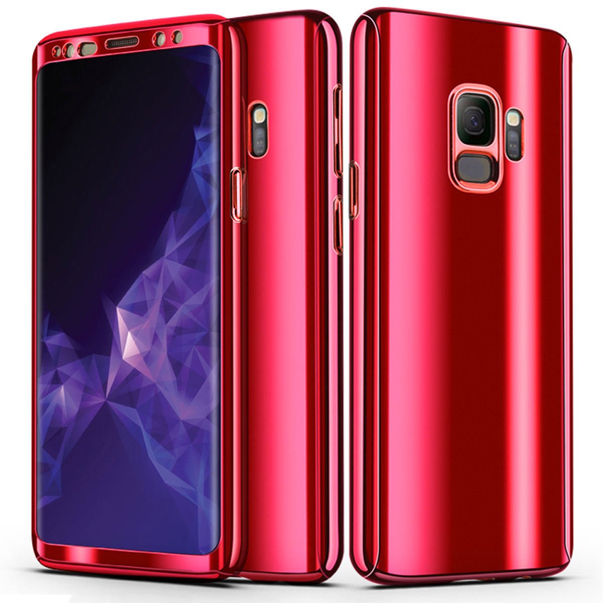 FastSun S7 Edge Case, Ultra-Thin Luxury Electroplate 360 Full Body Shockproof Rugged Slim Hard Plating Mirror Smooth Matte + Screen Protector Cover case for Samsung Galaxy S7 Edge (Red)