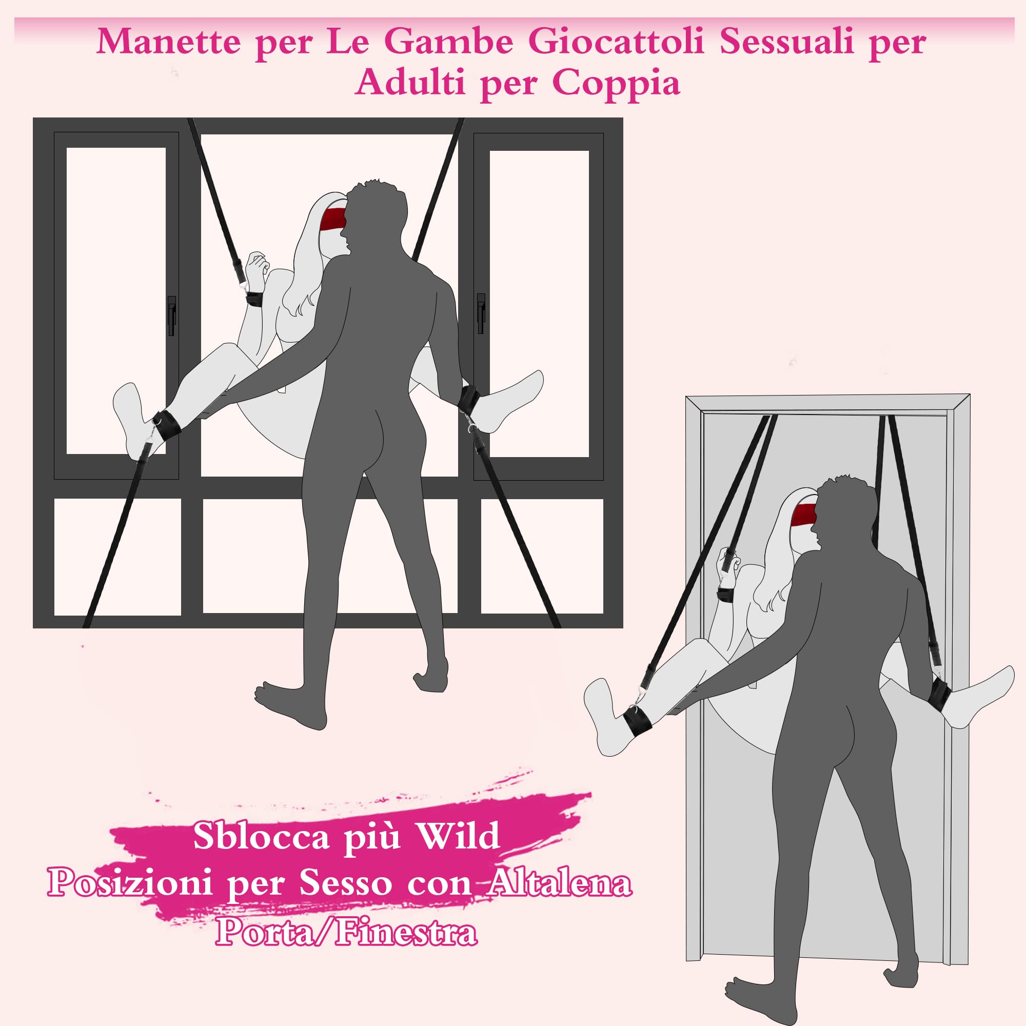 Manette per Coppia Letto Manettes Giochi Erotici Erotiici per Coppie Sexytoysys Donna Coppia Giochi Sessuali Hot per Coppia 6 Kit (Nero)