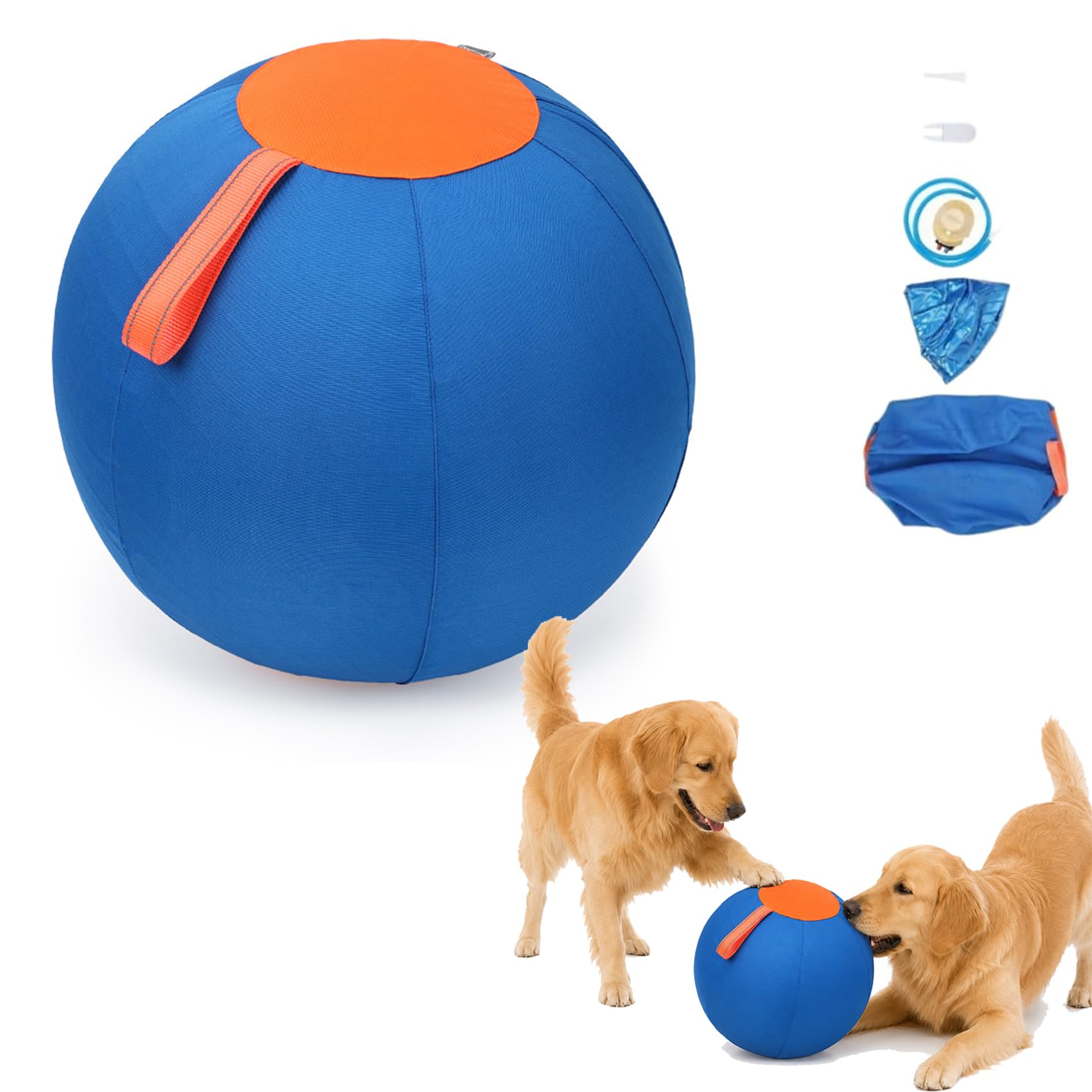 DZ'HUE Giant Herding Ball for Dogs, Ball für Hunde,Kau und kratzfestes Hundespielzeug mit Handschlaufe, Strapazierfähiges, reißfestes Spielzeug für Training, Übungen und Spiel (M)