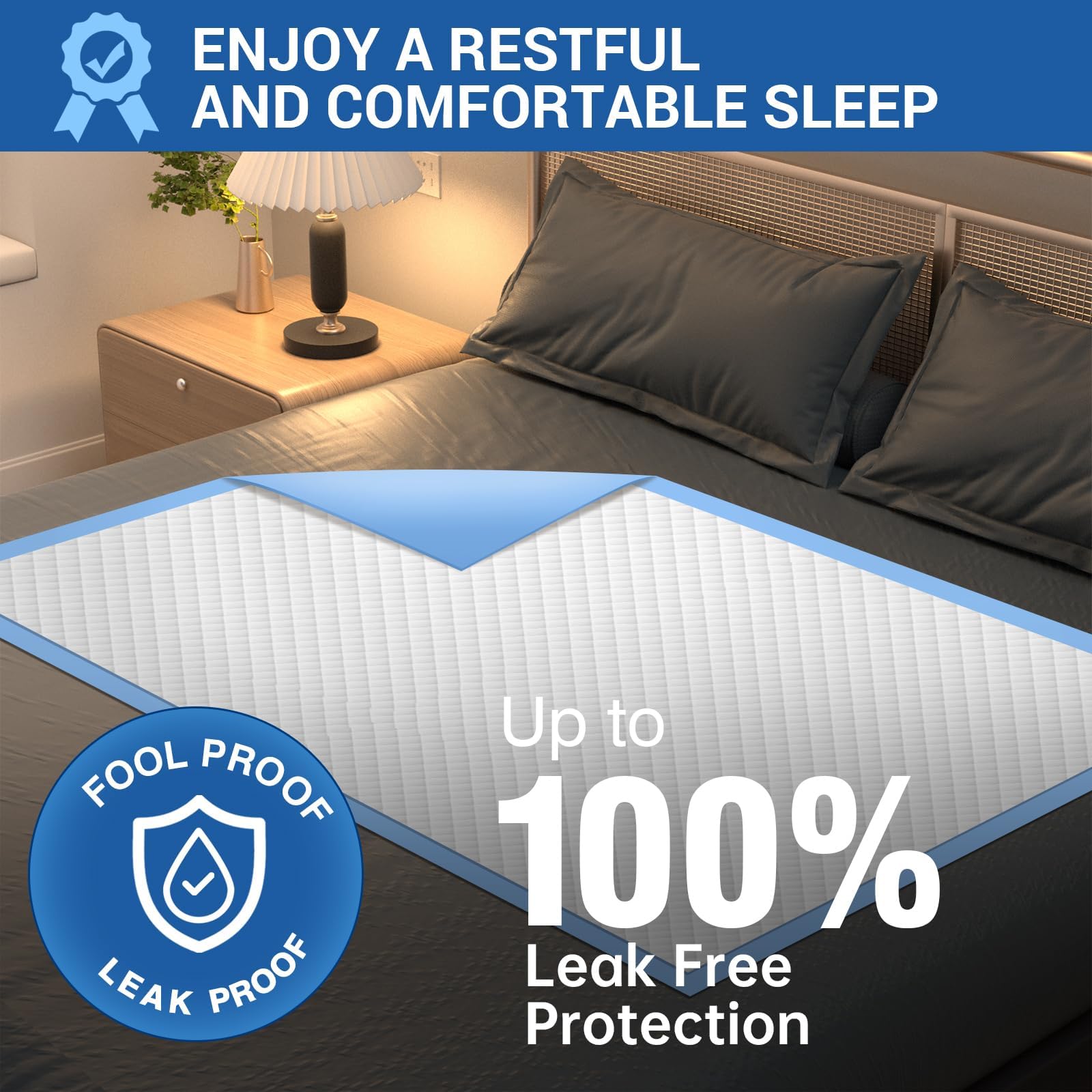 MILDPLUS Almohadillas de cama desechables de 40 x 60 pulgadas, almohadillas de gran tamaño con 200 gramos, almohadillas de orina súper absorbentes, almohadillas de colchón desechables para