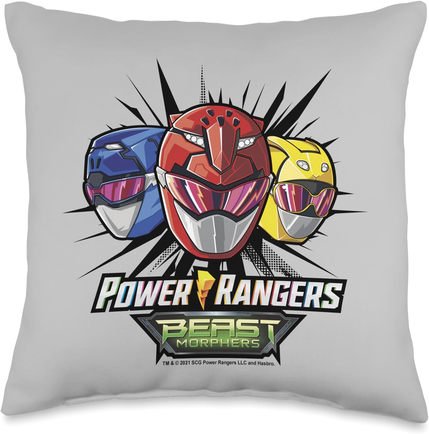 Power Rangers Beast Morph Helmets Throw Pillow
