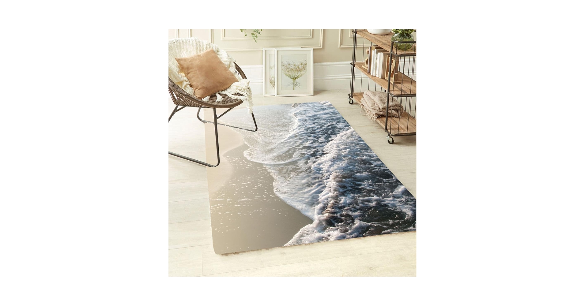 Amazon.com: Grey Beige 3D Illusion Ocean Beach Theme Modern