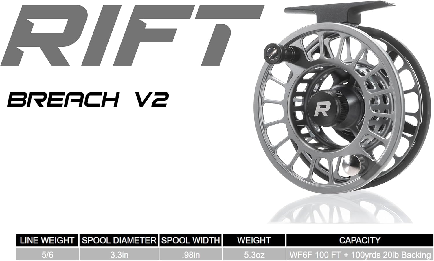 RIFT Breach Fly Fishing Reel, Carbon Disc Drag, Full CNC-Machined Anodized Aluminum Fly Reel, 3/4, 5/6 Weight