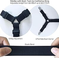 Vista 4 de Pinzas para sábana de cama - 2 formas ajustables, correas de esquina para sábanas entrecruzadas, banda elástica de sujeción, correas para colchón