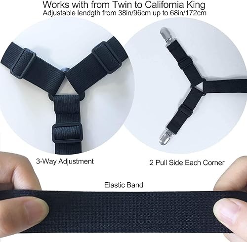 Miniatura 4 de Correas de soporte de sábanas para sujeción cruzada o recta, 4 unidades