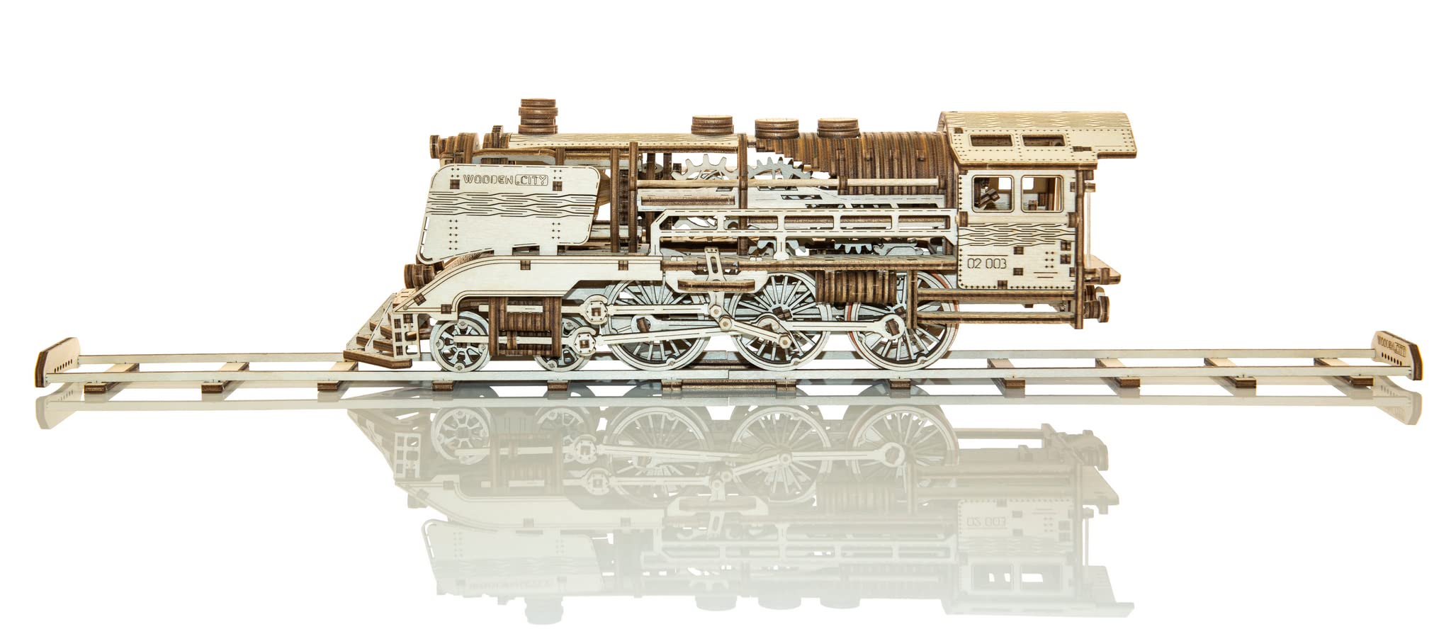 Wooden.City Model Drewniany Zestaw Budowniczy - Drewniany Ekspresowy Z Szynami - Mechanika - Urodziny dla Nastolatków I Dorosłych - Puzzle 3D DIY Toy - Cięcie laserowe