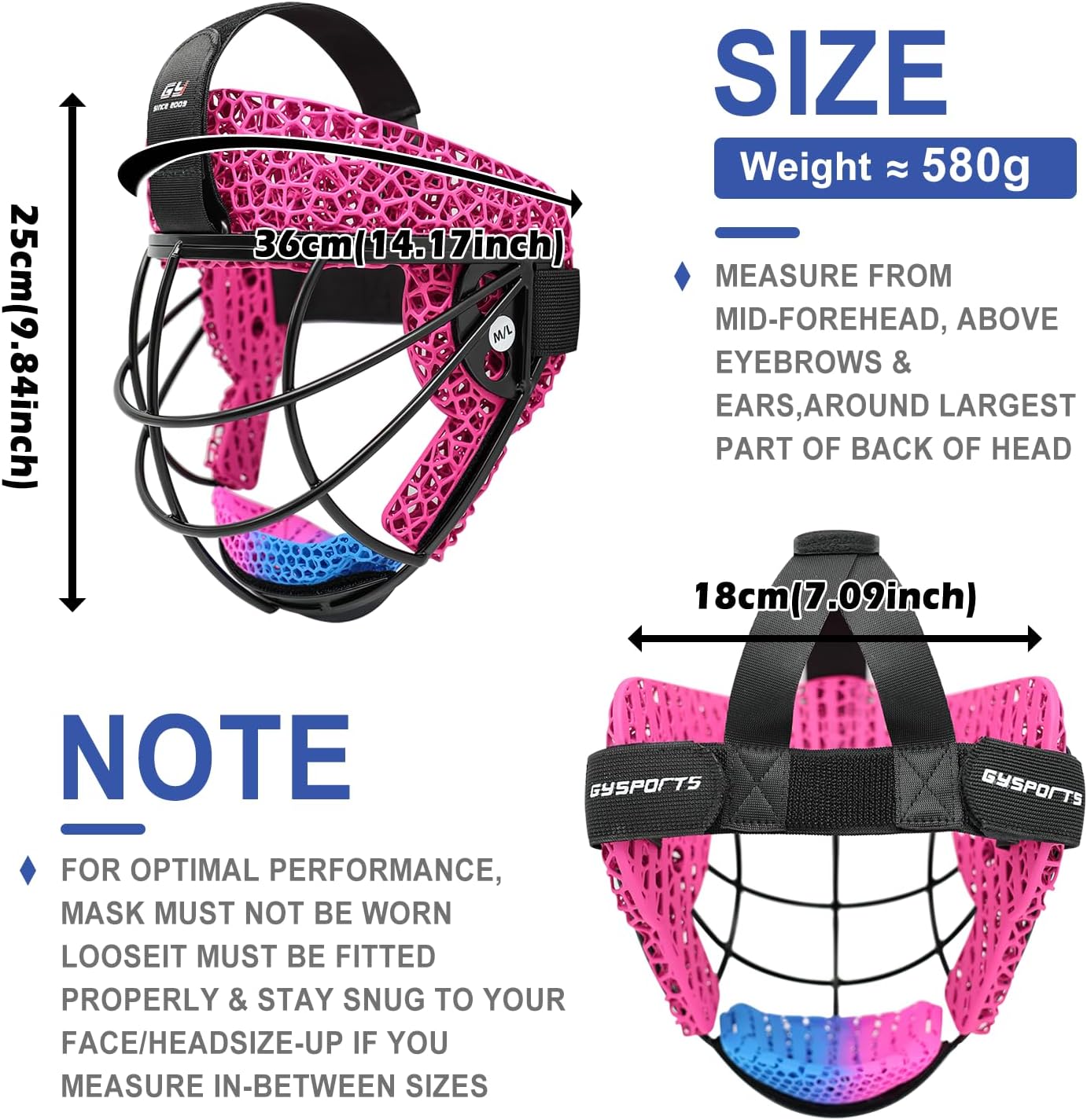 GY Field Hockey Face Mask for Goalkeepers/Penalty Corner Defenders with 3D Printed Nano PU Padding & 4.5mm Stainless Steel