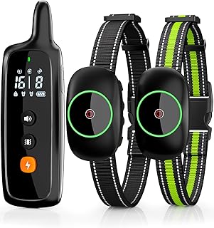 Dog Shock Collar for 2 Dogs, Dog Training Collar with Remote for Large Medium Small Dogs, Rechargeable E-Collar Waterproof Collars with 3 Training Modes, Range up to 3300Ft