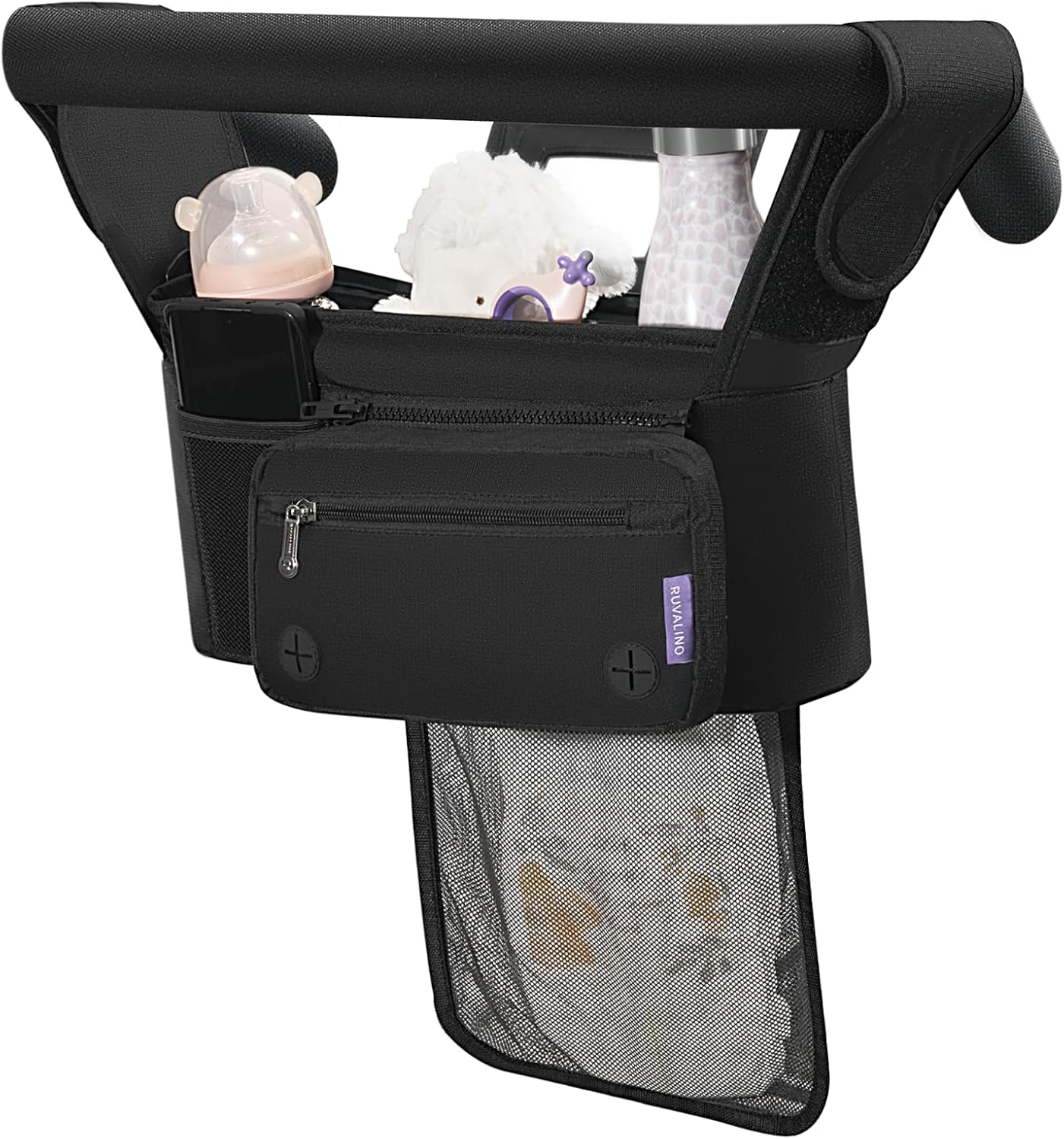 Stroller Organizer with Cup Holders RUVALINO® Stroller Caddy with
