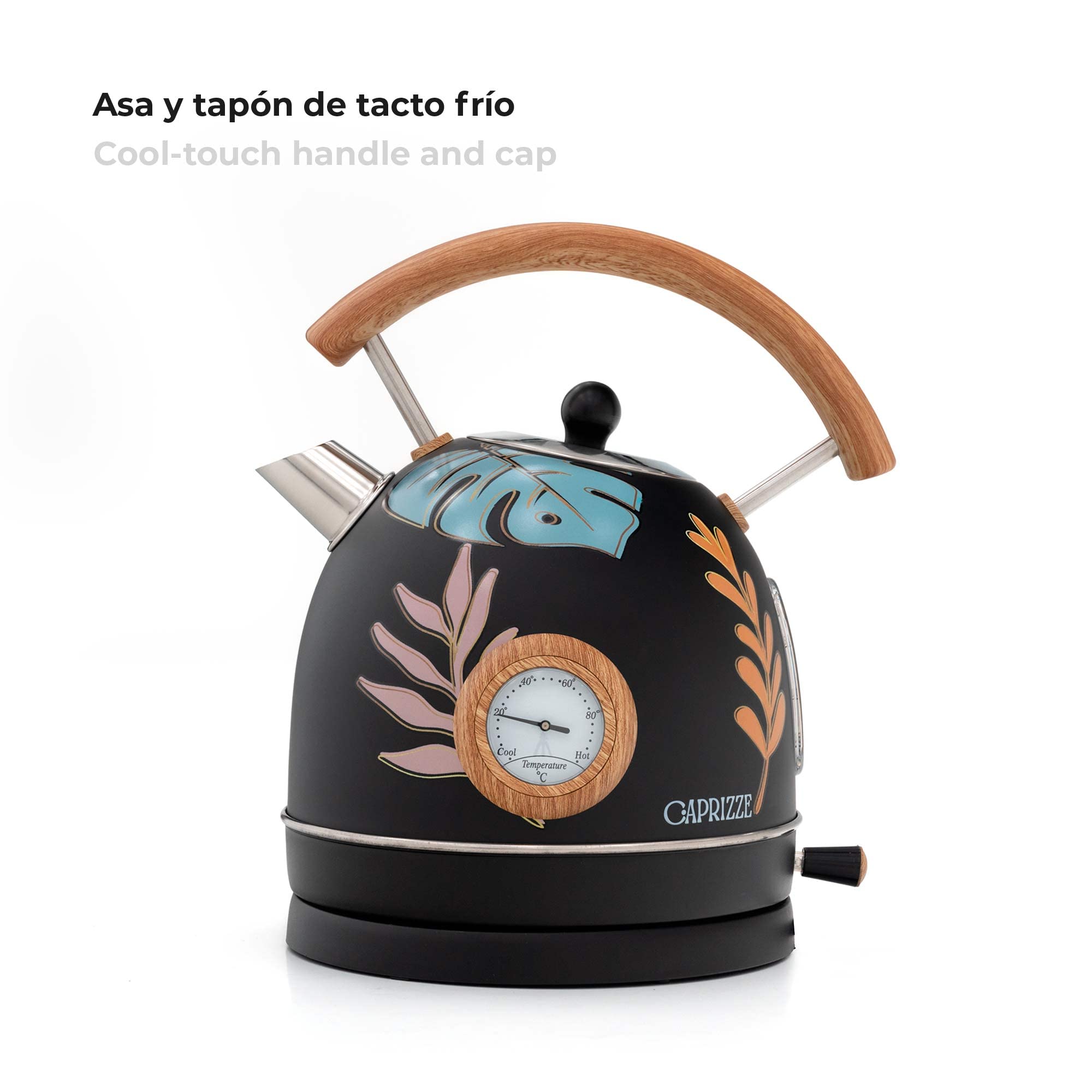 HERVIDOR/KETTLE ELÉCTRICO "NARA NEGRO DISEÑO - COLOR LEAVES" 2200W NATURE ECO DESIGN Cura della persona e salute