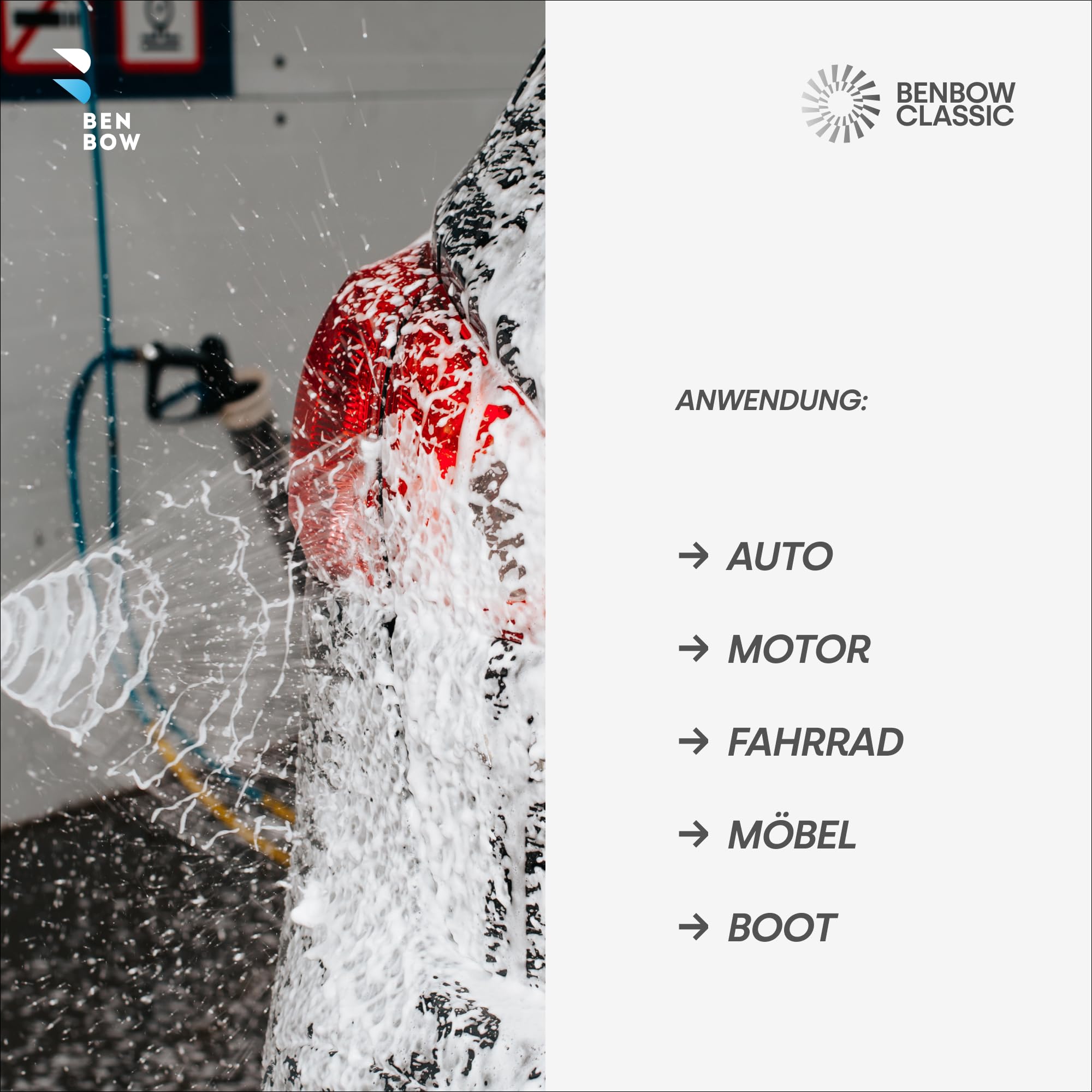 Benbow - Pistola per pulizia in schiuma + schiuma attiva Cleantech Jetz. Shampoo per auto