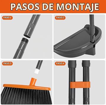 TreeLen Lightweight Upright Standing Broom and Dustpan Combo, 52'' Indoor Broom with Dustpan Combo Set for Home Kitchen Room Office Lobby