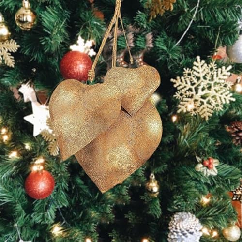 Miniatura 2 de Campanas de corazón de San Valentín, campana decorativa de metal 3D en forma de corazón, campanas decorativas rústicas antiguas con cuerda para