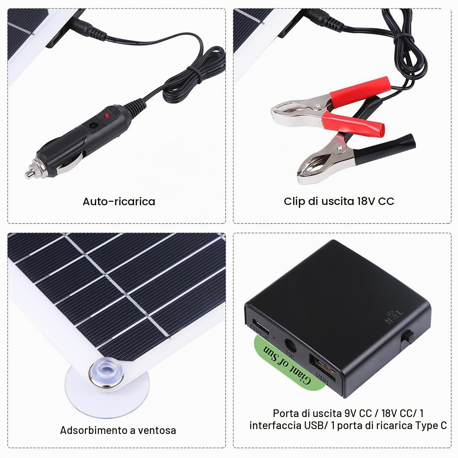 Pannello Solare Monocristallino Portatile da 250w 500w con Controller 10a/20a/30a, Doppia USB, può Essere Utilizzato per La Ricarica della Batteria 12v/24v,500W-30Acontroller