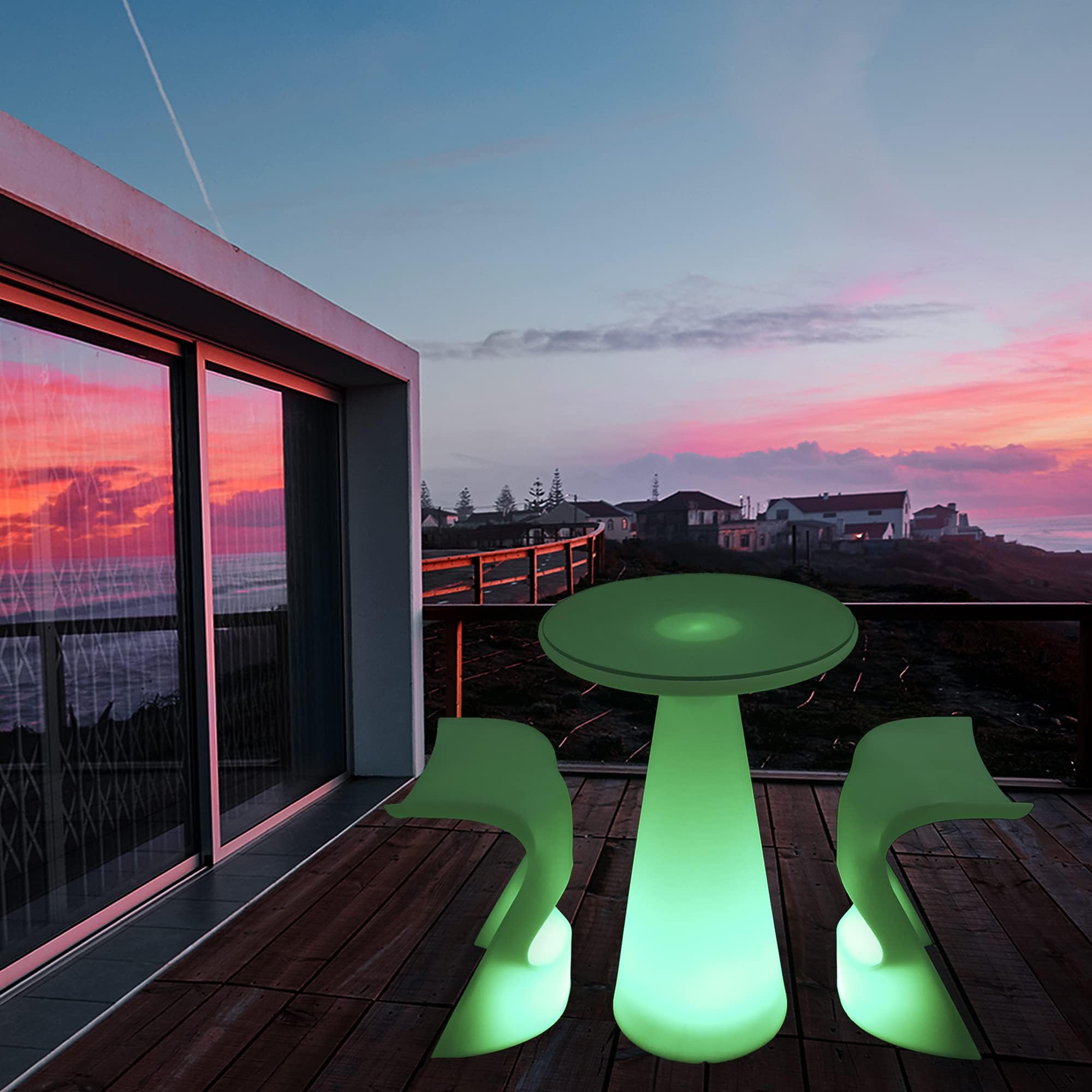 NORA LED Bar Patio Terrace Balcony Furniture Table Chair Set