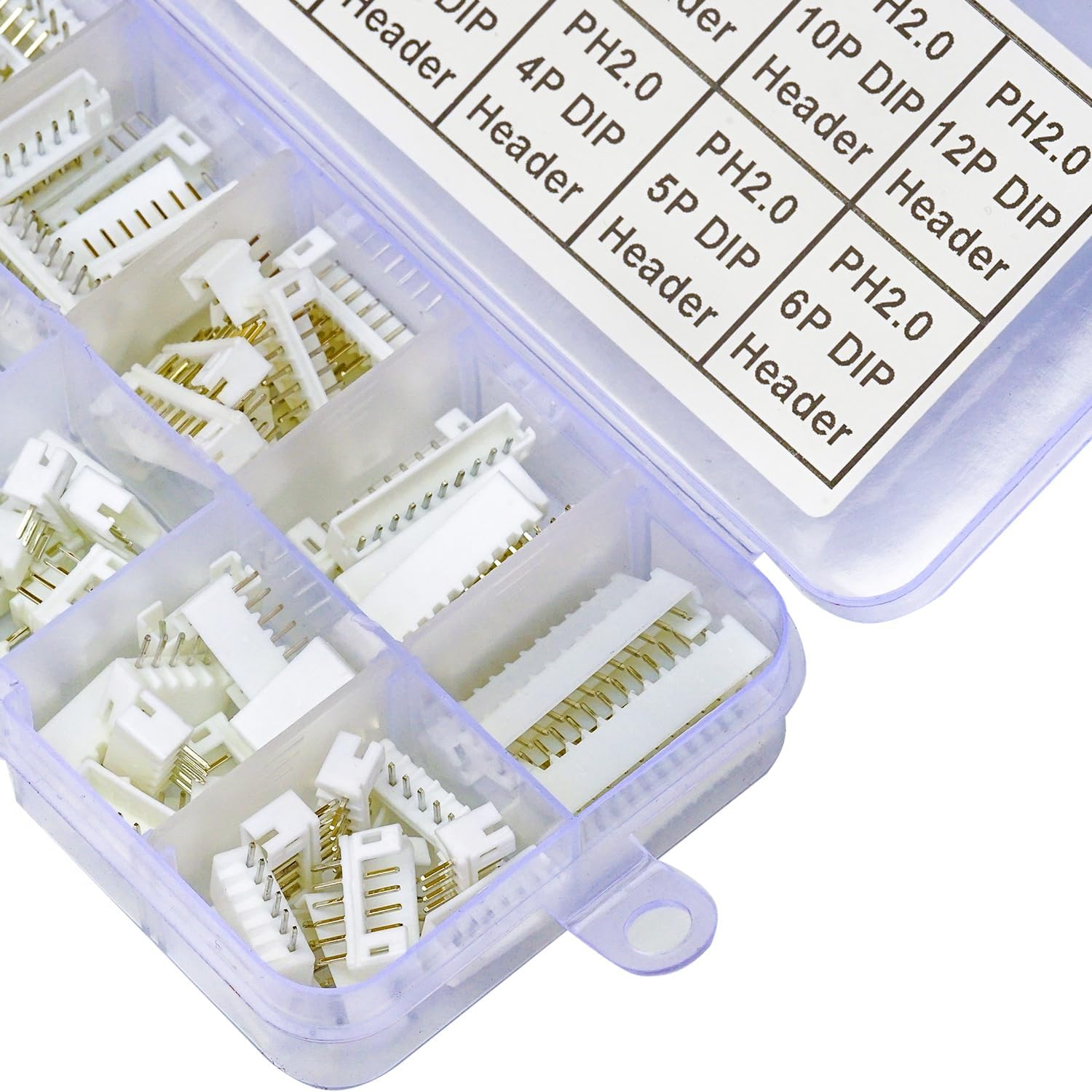 JST PH2.0 DIP Header Jst 2mm Pitch IC Socket Plugs Adapter JST Connector Kit 96Pcs, JST-PH 2/3/4/5/6/7/8/9/10/12Pin DIP Header Through Hole Mounting Top Type Vertical Header（PH2.0-DIP-Ver