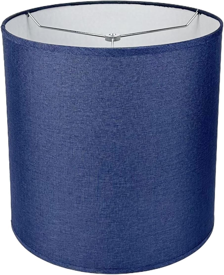 8" Wx 9" H Drum Lampshades, No Assembly Required, Fabric Lampshade for Table Lamp, Bedside Lamp, Floor Lamp, Metal Spider Fitter, Navy Blue Navy Blue 8" W x 9" H