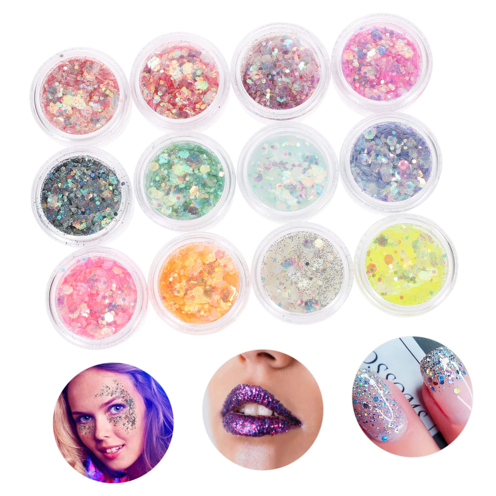 FRCOLOR 3 Set Innovativi Glitterati Per Feste Di Carnevale in Un Unico Set Di Trucco Per Corpo Viso E *3