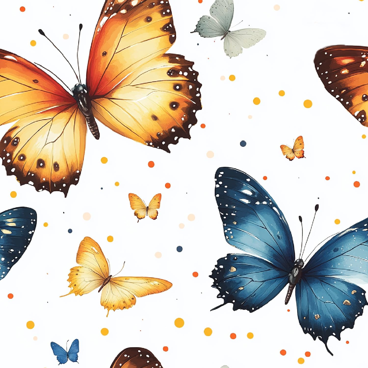 Papier peint papillon auto-adhésif mat 44x500 cm pour meuble et mur de salon