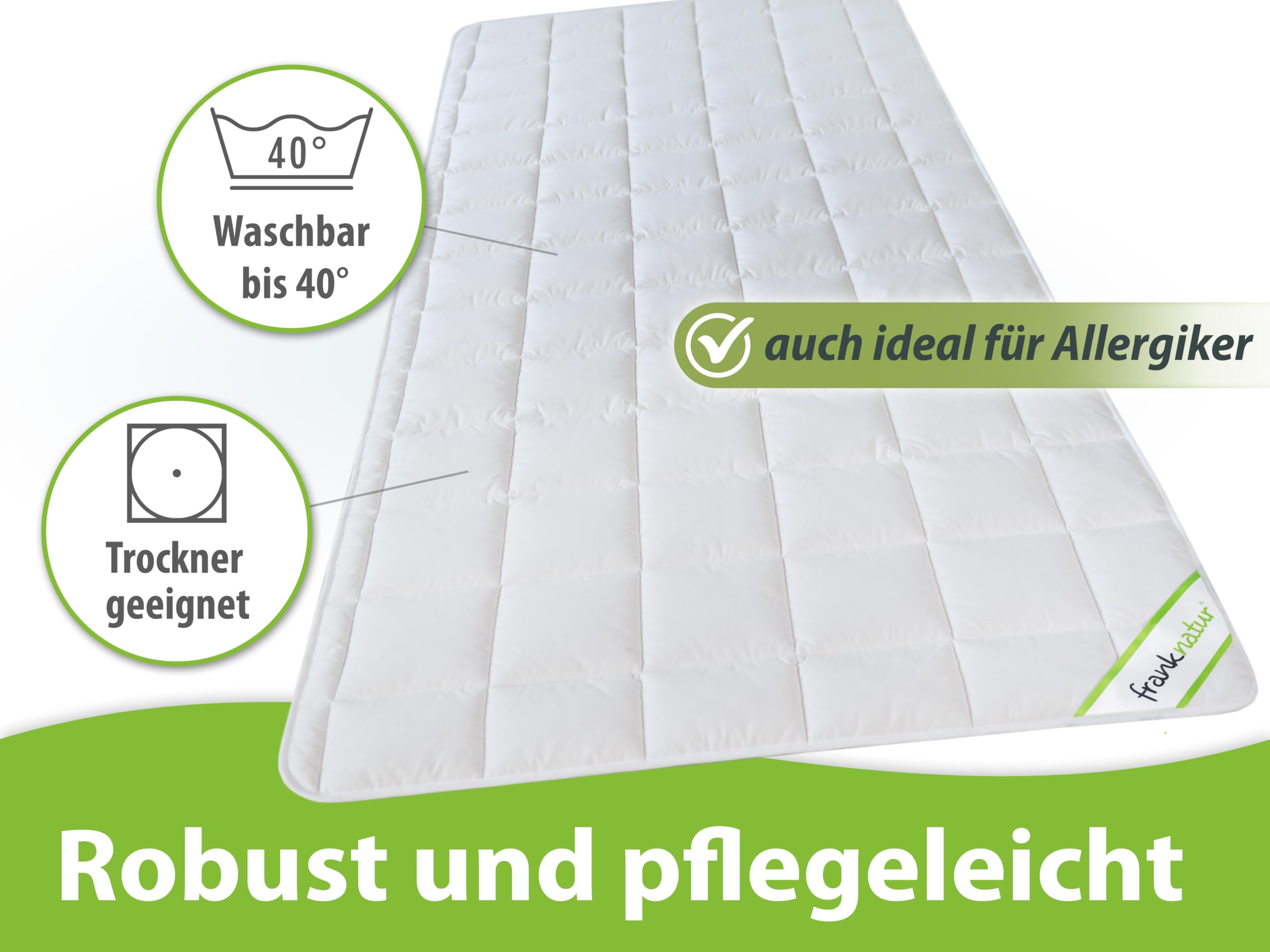 franknatur Unterbett 180x200 Baumwolle Matratzenauflage atmungsaktive Bettauflage waschbar