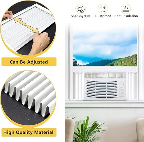 Miniatura 3 de Powrocket Panel lateral de CA para ventana con juego de marco, kit de repuesto de cortina de relleno de acordeón de aire acondicionado, se adapta a