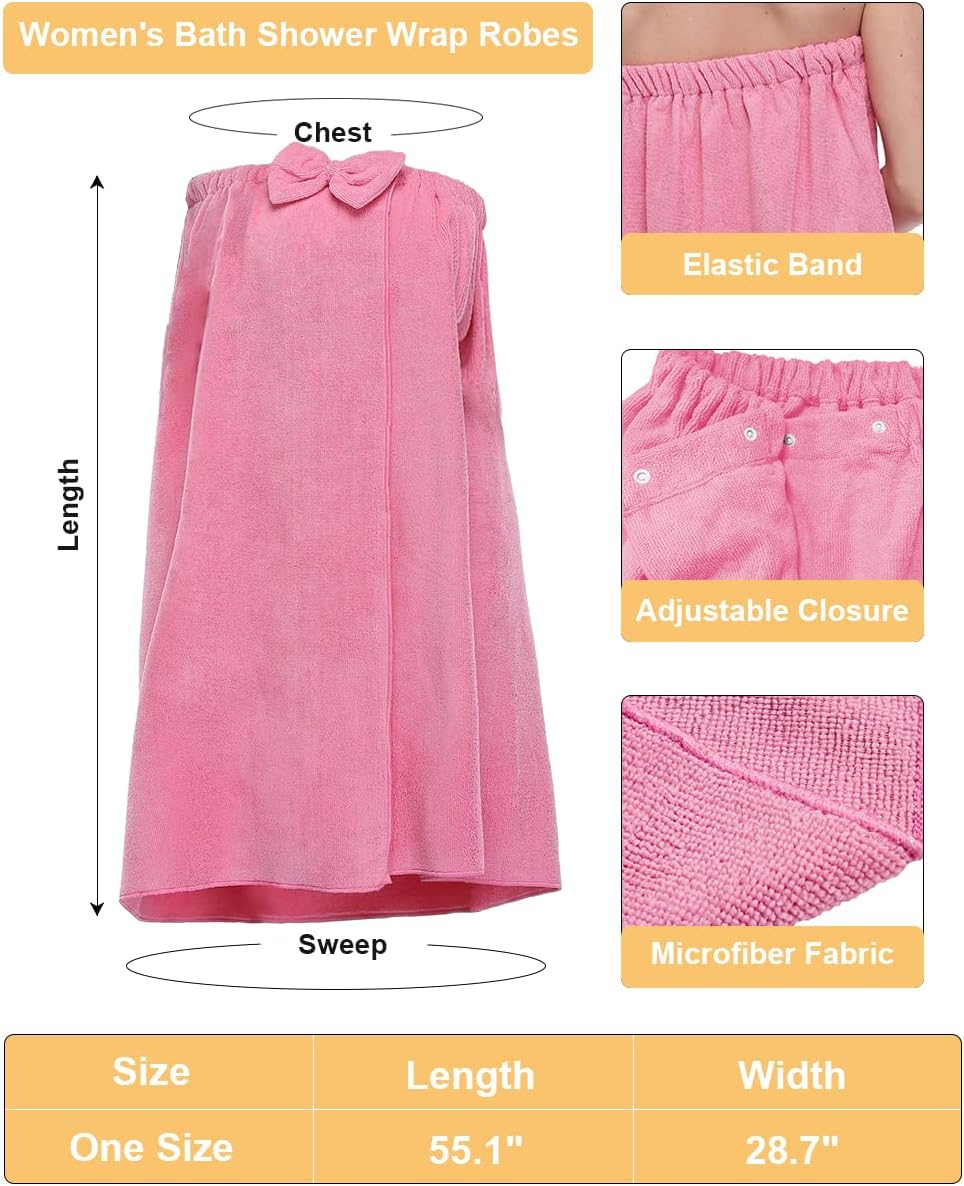 goodmansam Women's Shower Wrap Robes Spa Body Wrap Bathrobe Ultra Absorbent Cover up Towels - Image 4