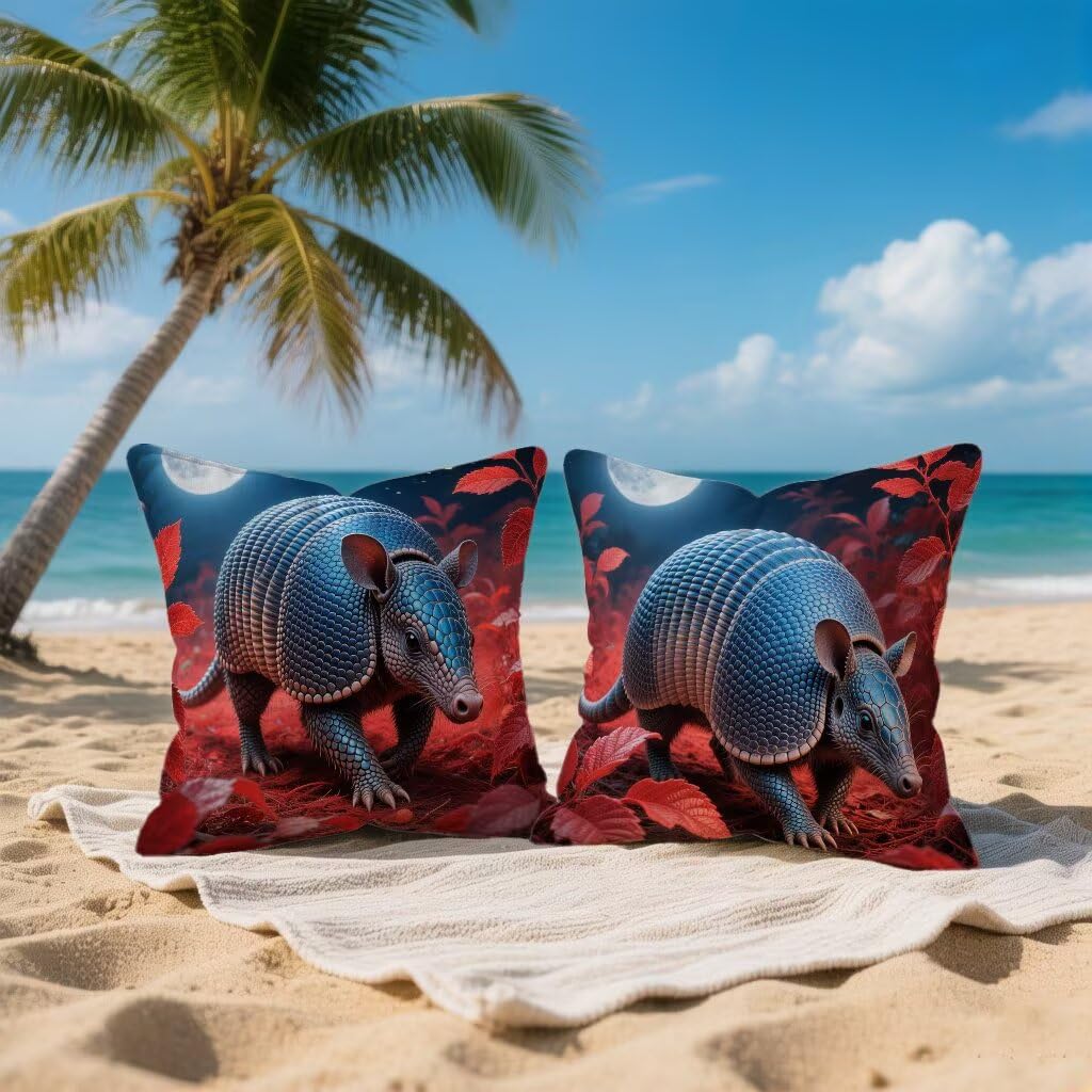 Kissenbezug 65 x 65 2er Set Sofakissen Rot Kopfkissenbezug 65x65 cm Dekokissen Tier Outdoor Pillow Leinen Doppelseitiger HD-Druck, Terrassen Deko Wohnzimmer, Frühling und Sommer Geschenk S-D558Q8