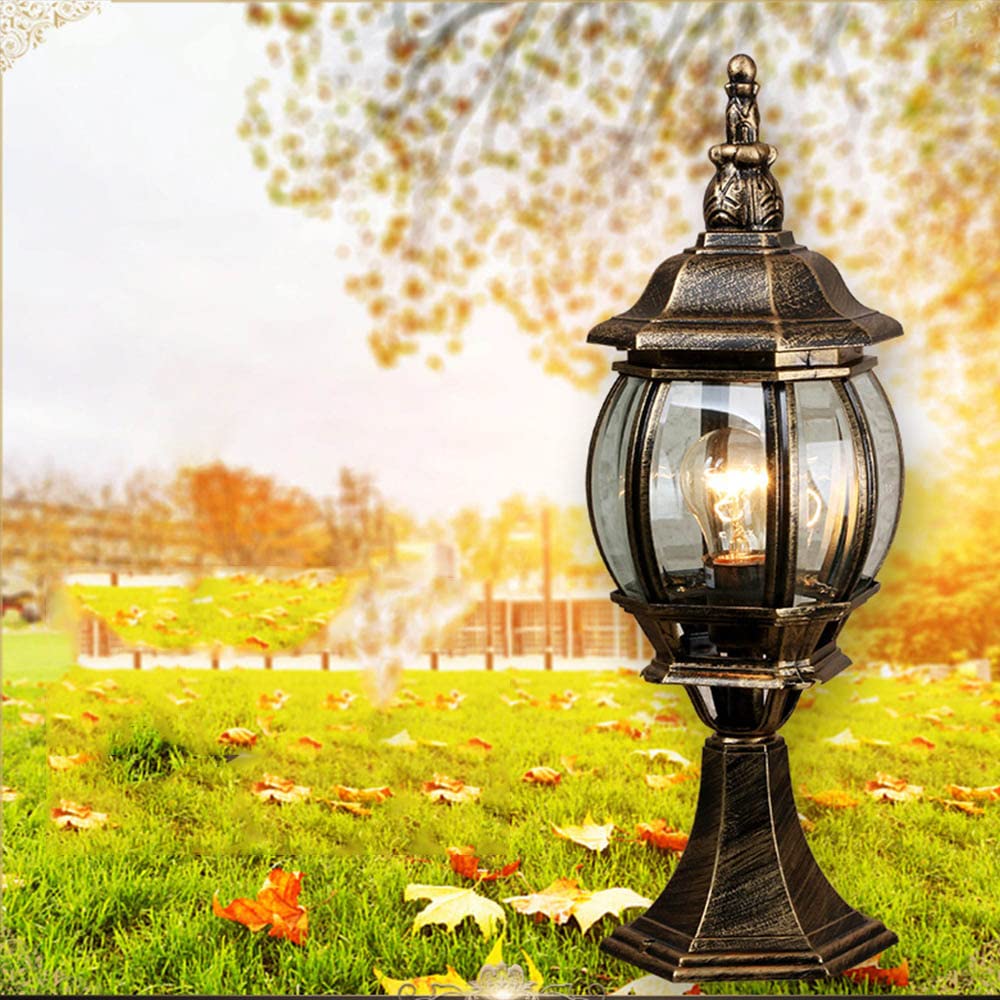 Antieke outdoor sokkel licht, retro ge tuinlamp, gegoten aluminium