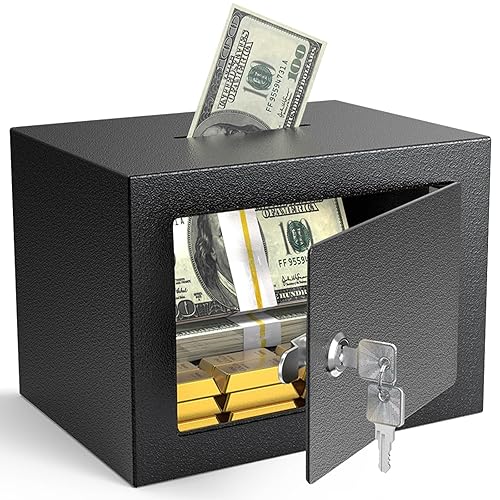 PATRON Small Safe Box with Key Lock,Mini Safe for Money