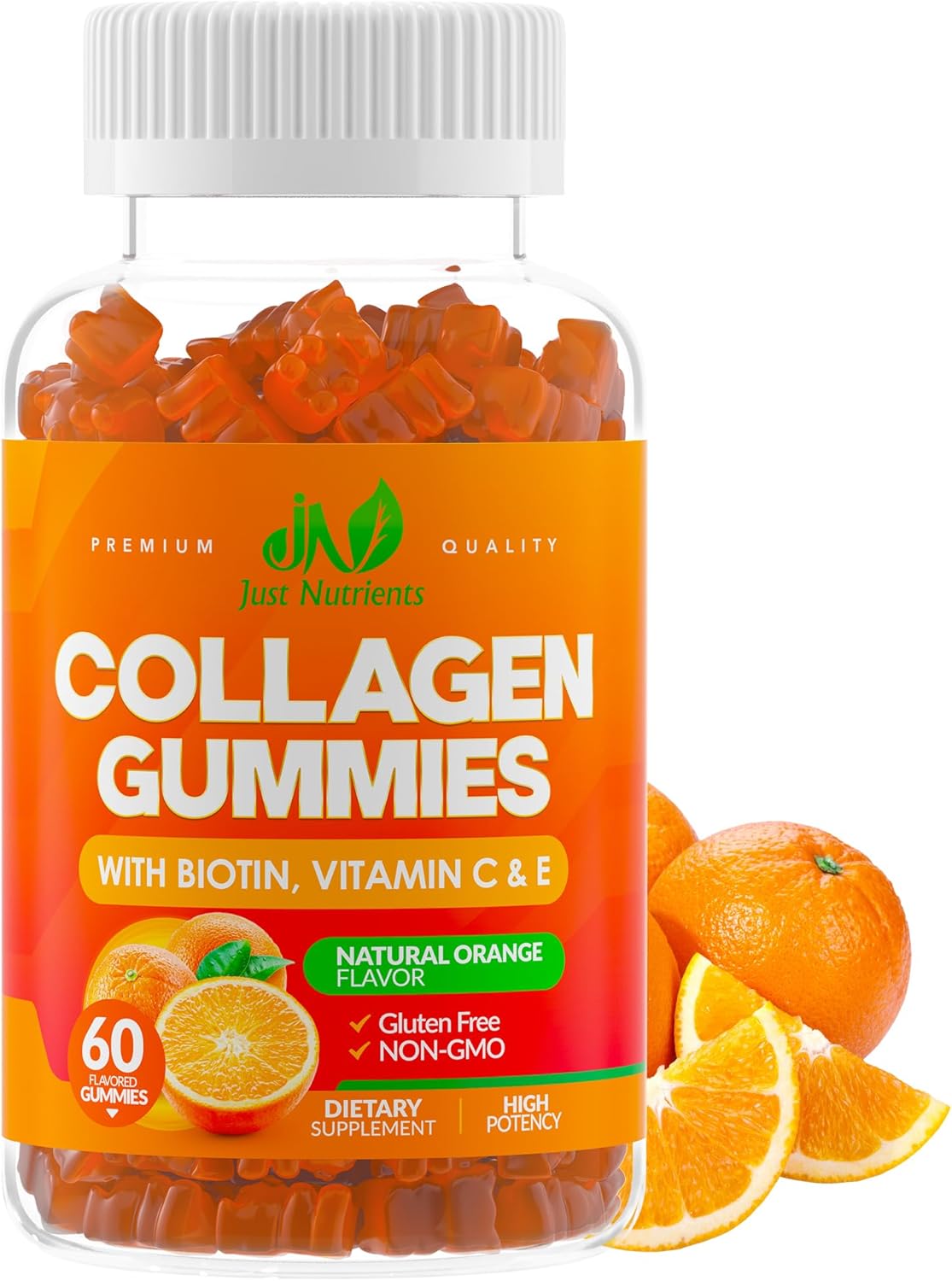 Collagen Peptides Gummies with Biotin, Vitamin C & E for Women & Men – Premium Hydrolyzed Collagen Type I & III for Hair, Skin & Nails Support – Gluten-Free, Non-GMO – 60 Gummies (30 Servings)